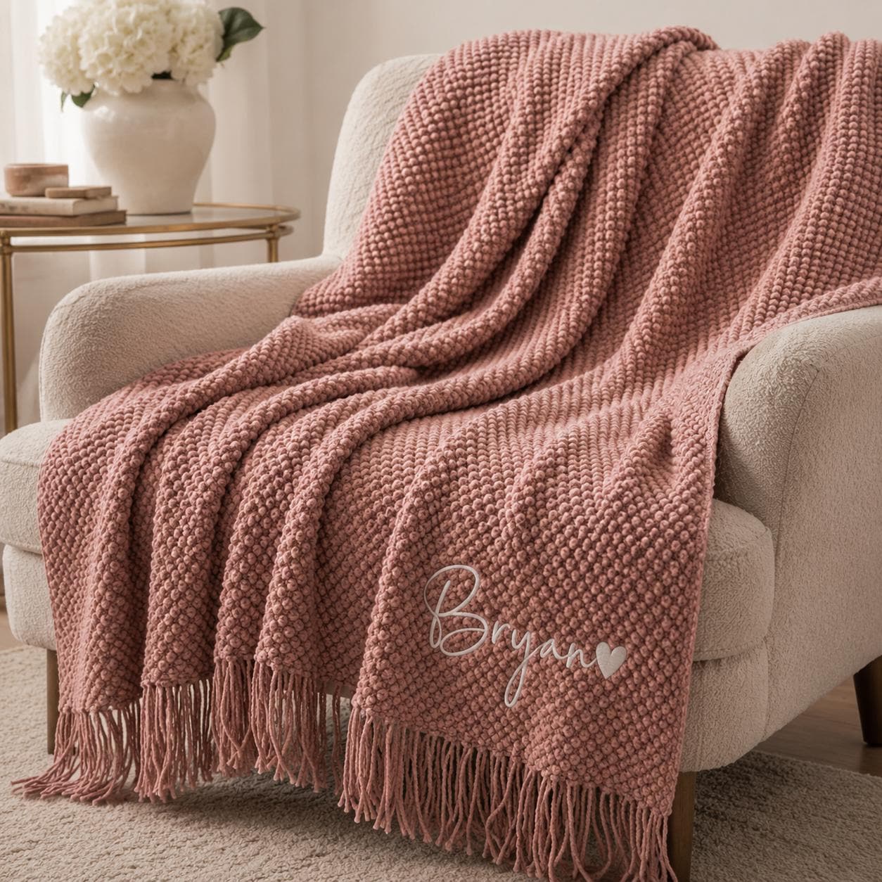 Personalized Knit Blanket, Custom Name & Date Throw, Cozy Gift for Couples, Friends & Family, Wedding, Newlywed or Anniversary Keepsake