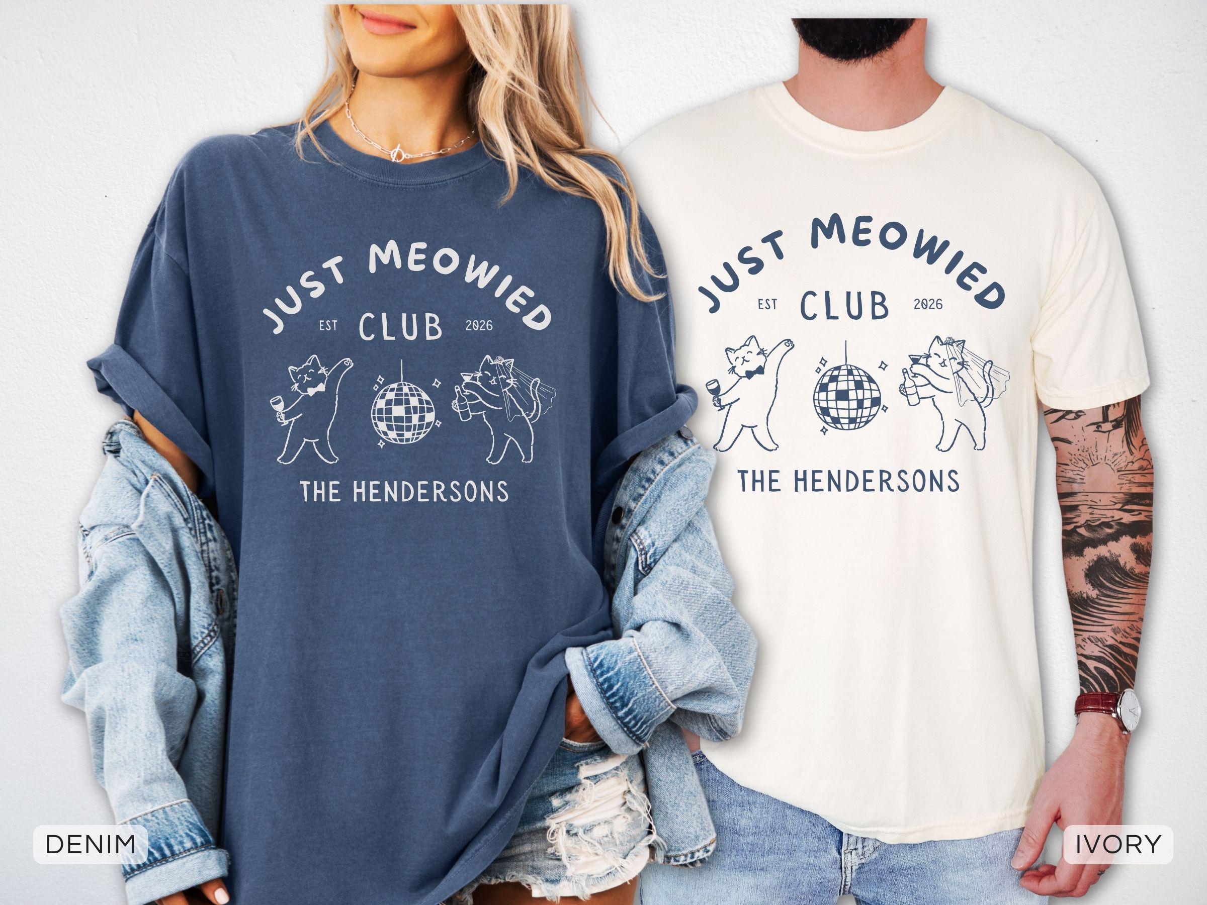 Personalized Just Meowied Club Shirt, Custom Cat Wedding Comfort Colors Tee image 7
