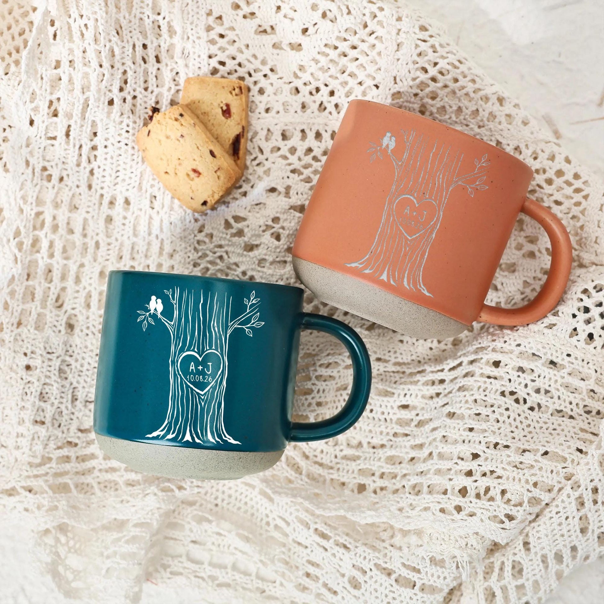 Personalized Couple Tree Mug, Custom Initials and Date Ceramic Coffee Cup image 11