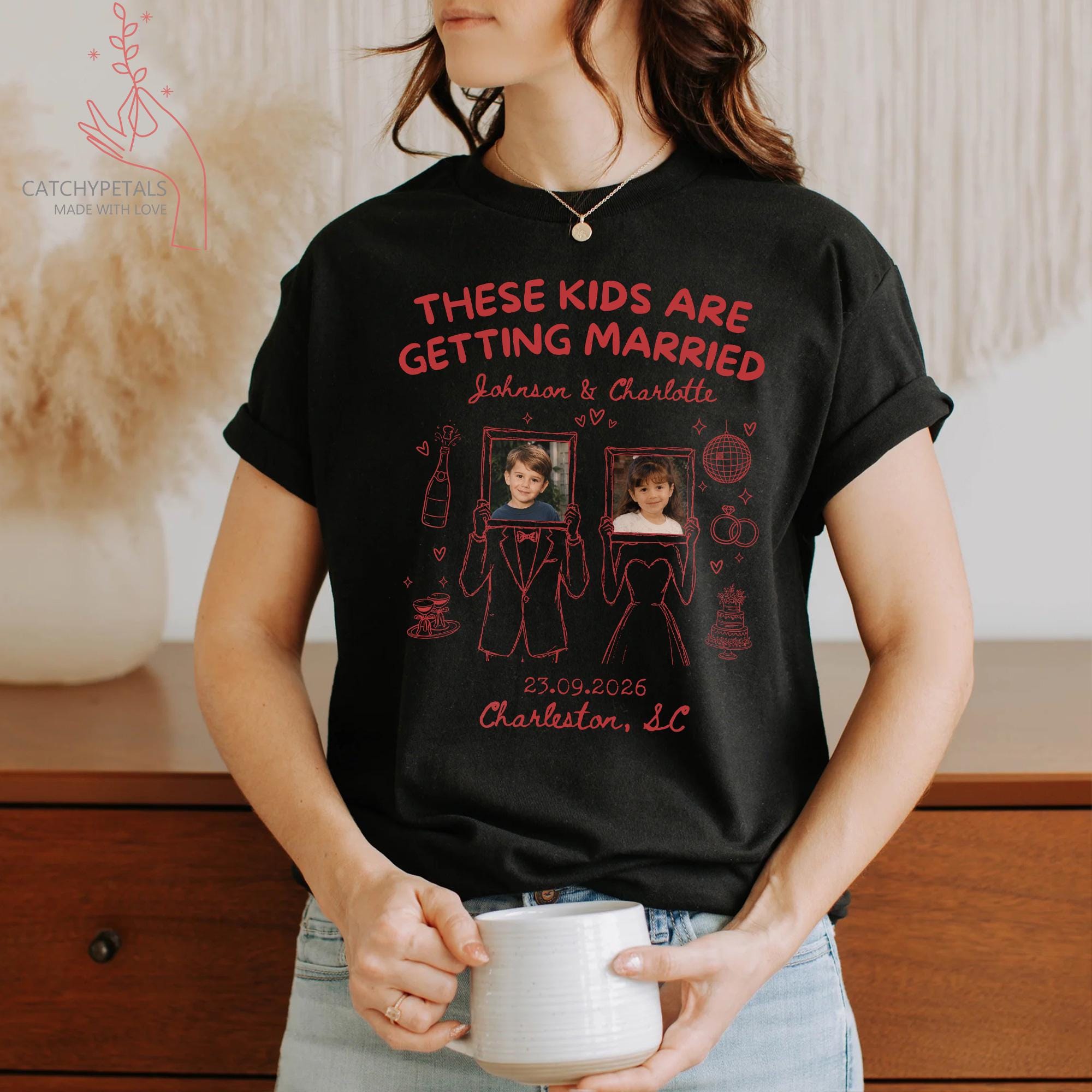 Custom “These Kids Are Getting Married” Photo Shirt, Personalized Wedding Tee image 11