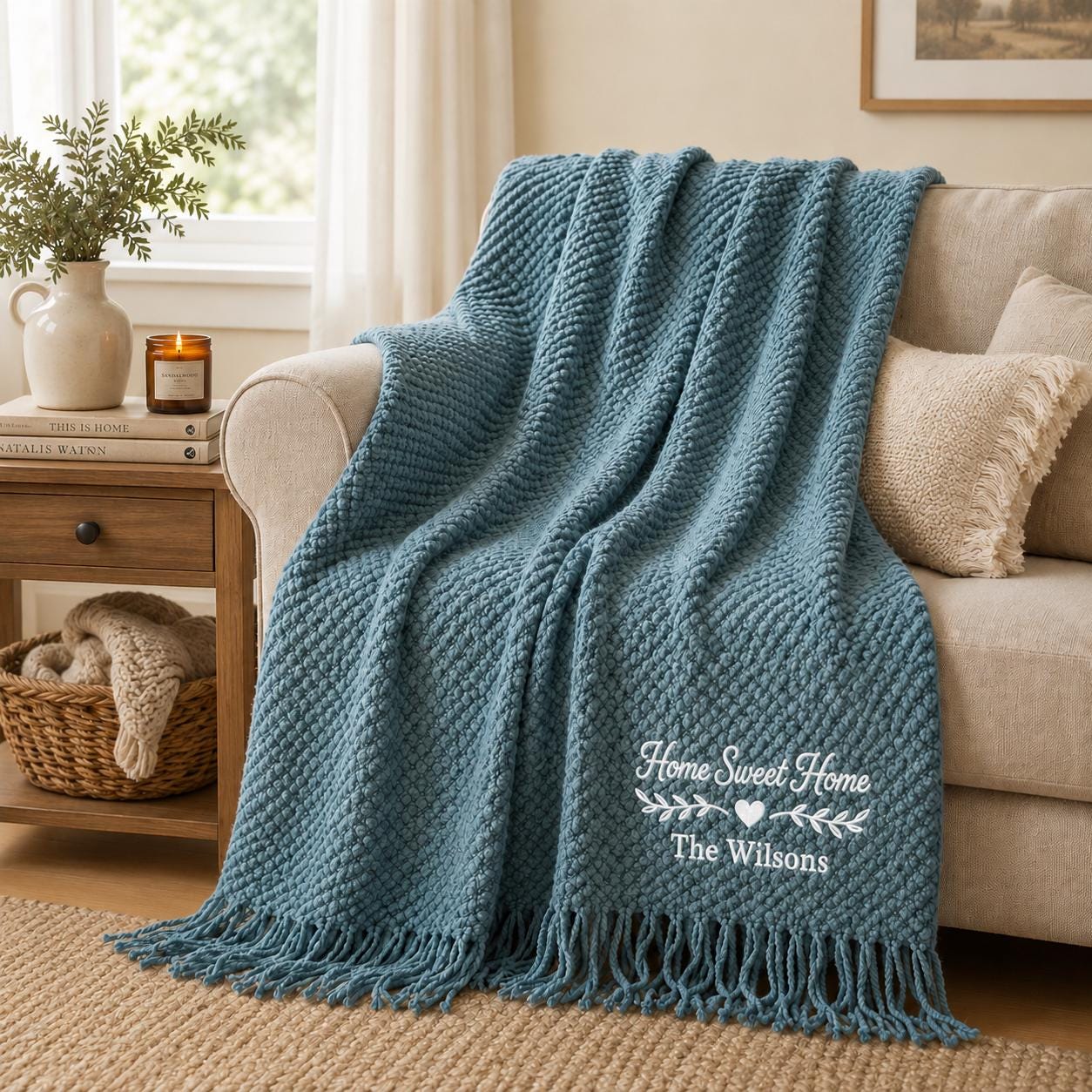 Personalized wedding throw blanket mockup 12