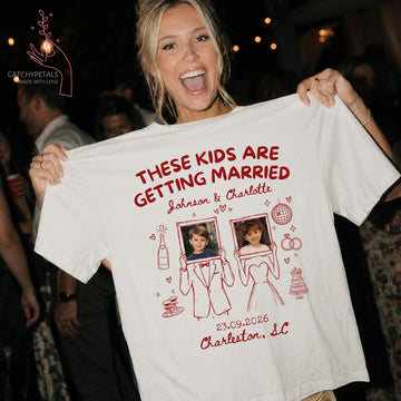 Custom “These Kids Are Getting Married” Photo Shirt, Personalized Wedding Tee image 1