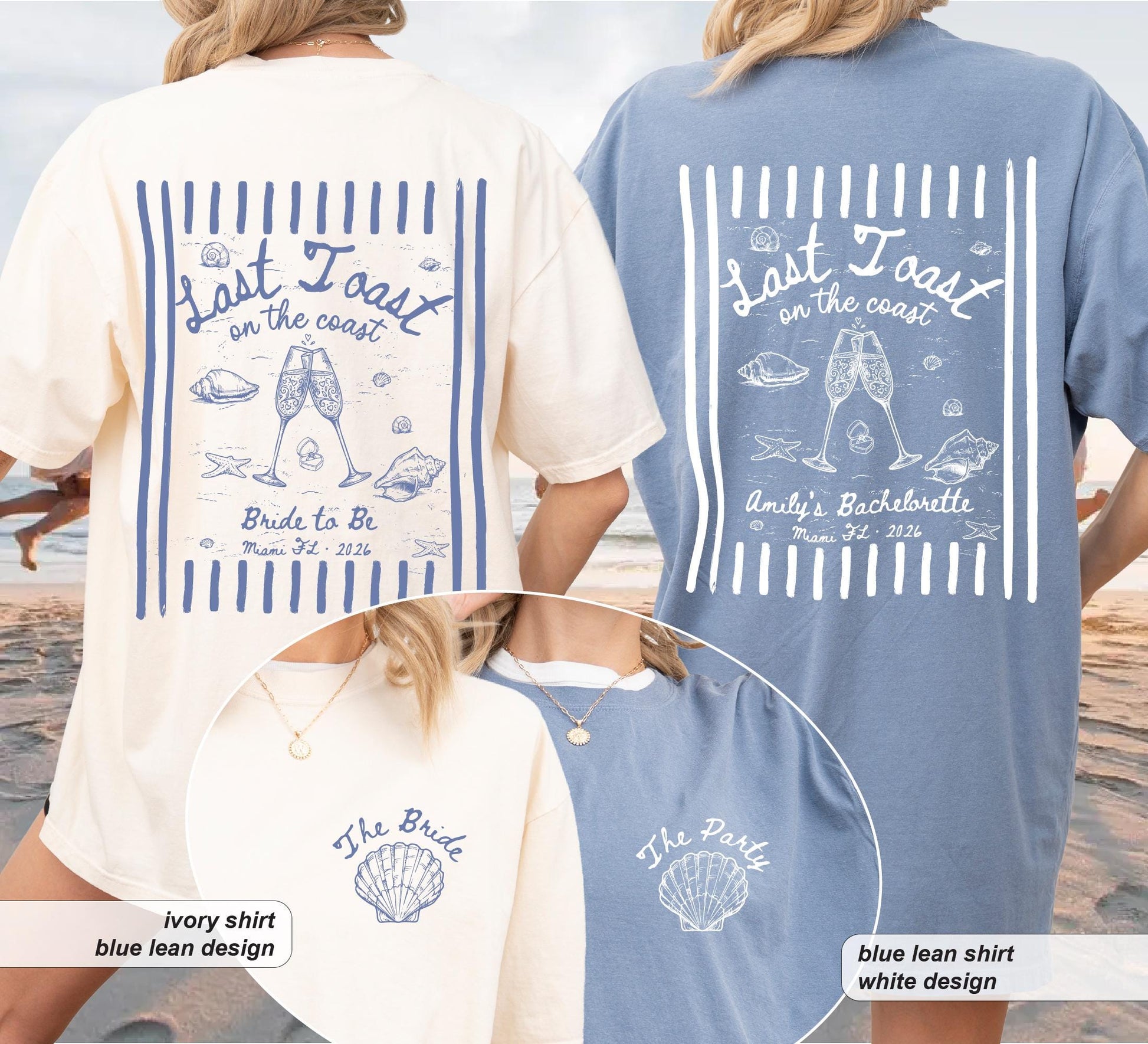 Personalized Last Toast On The Coast Bachelorette Shirt, Custom Bride Comfort Colors Tee image 1