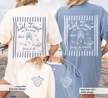 Personalized Last Toast On The Coast Bachelorette Shirt, Custom Bride Comfort Colors Tee image 1