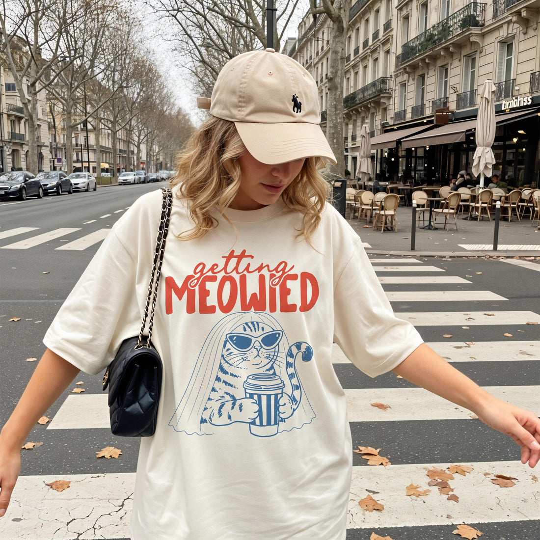 Getting Meowied funny cat bride wedding shirt mockup 1