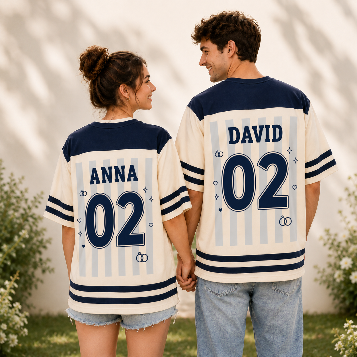 Personalized  Mr & Mrs Jersey Shirt With Name, Number - Gift for Couple, Newly Engaged, Bachelorette Trip, Bridal Shower Gift