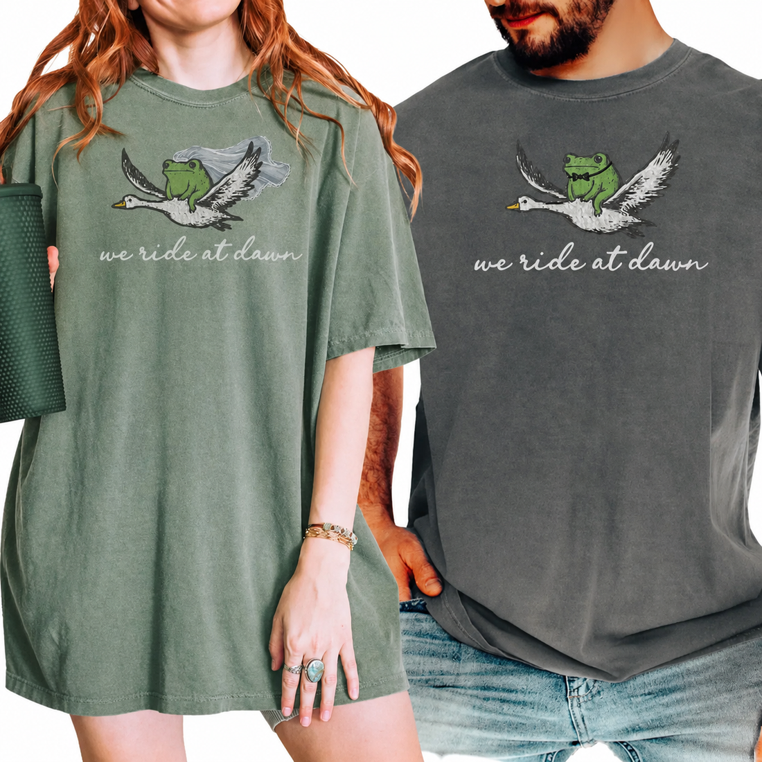 Funny Bridal Party T-Shirts, We Ride at Dawn Frog Shirt, Bride and Groom Couple Top, Bridesmaid Matching Tees, Wedding Party Outfit