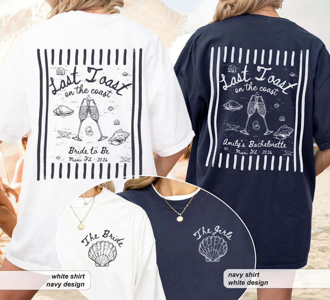 Personalized Last Toast On The Coast Bachelorette Shirt, Custom Bride Comfort Colors Tee image 1