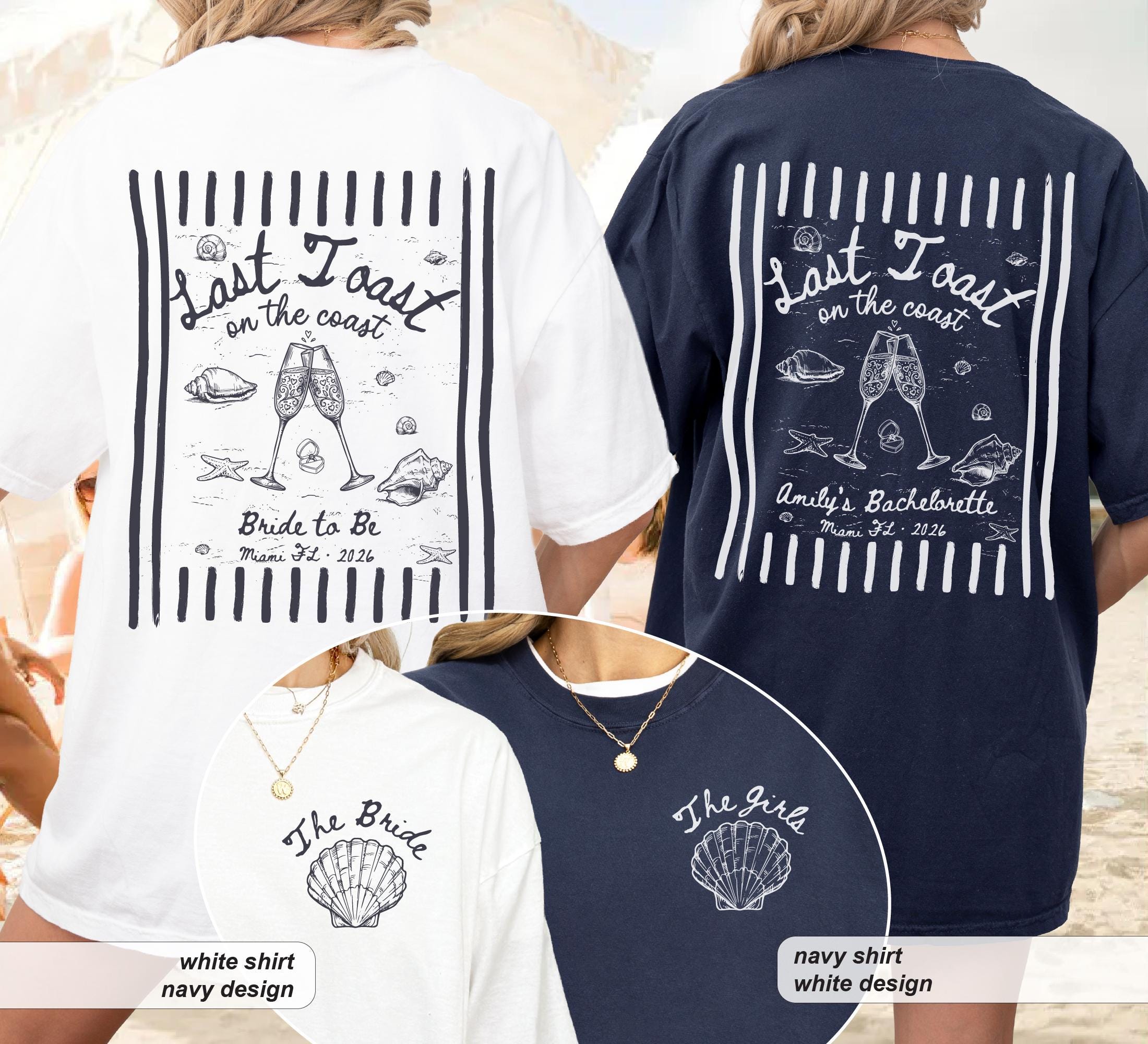 Personalized Last Toast On The Coast Bachelorette Shirt, Custom Bride Comfort Colors Tee image 2