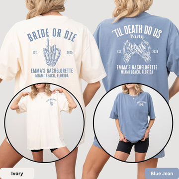Bride or Die Bachelorette Shirt – Custom Gothic Halloween Bridal Party Tee