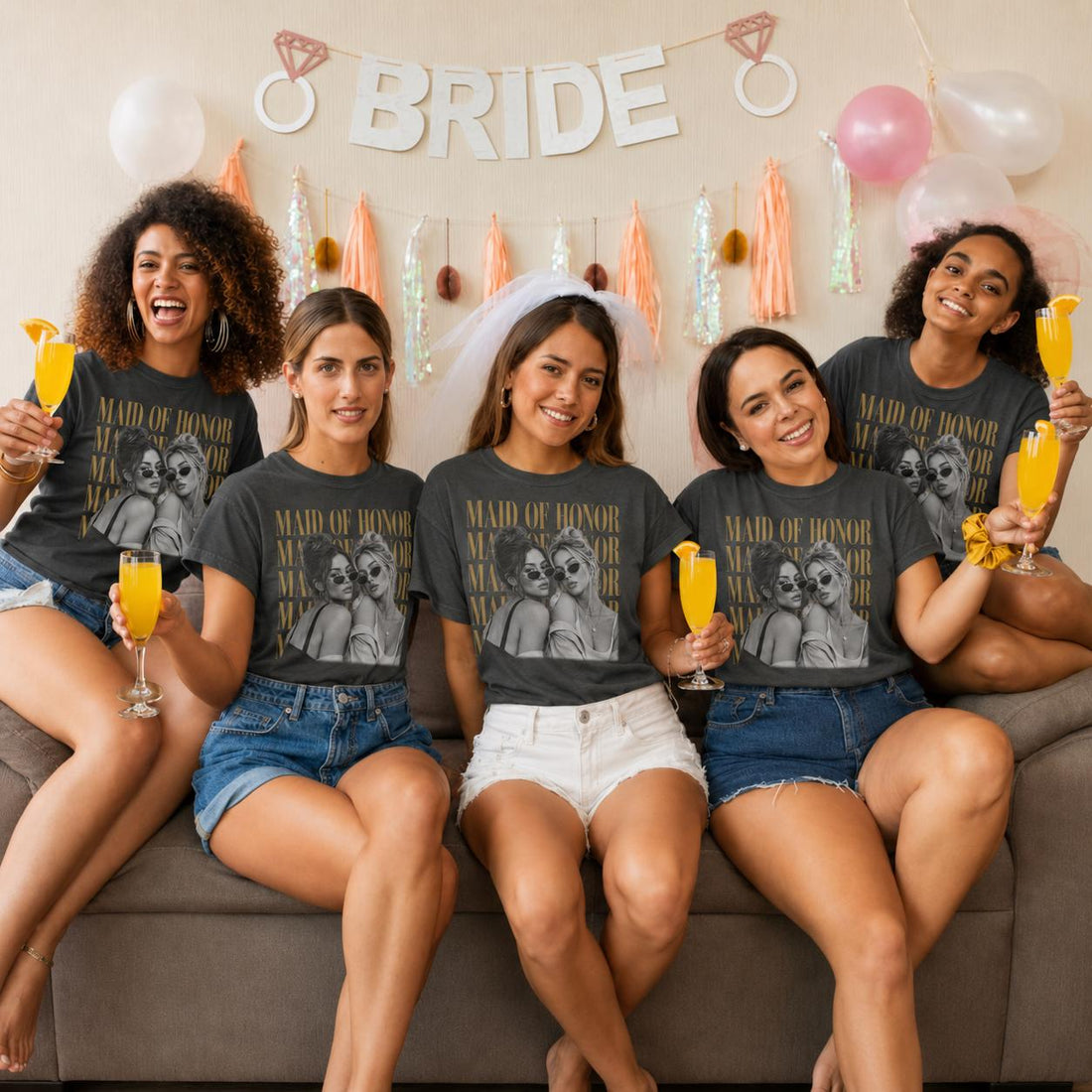 Custom Maid of Honor photo bridal party shirt mockup 1