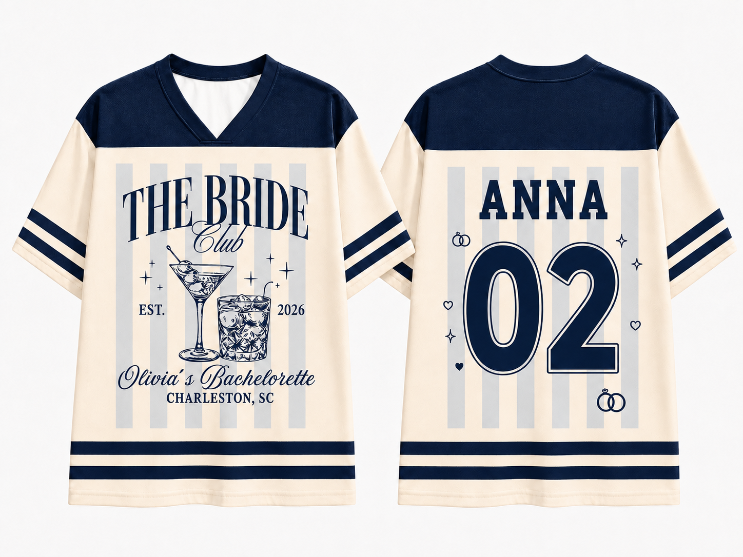 Personalized The Bride Club Jersey Shirt With Name, Number - Gift for Bride, Bridesmaid, Bachelorette Trip, Bridal Shower Gift