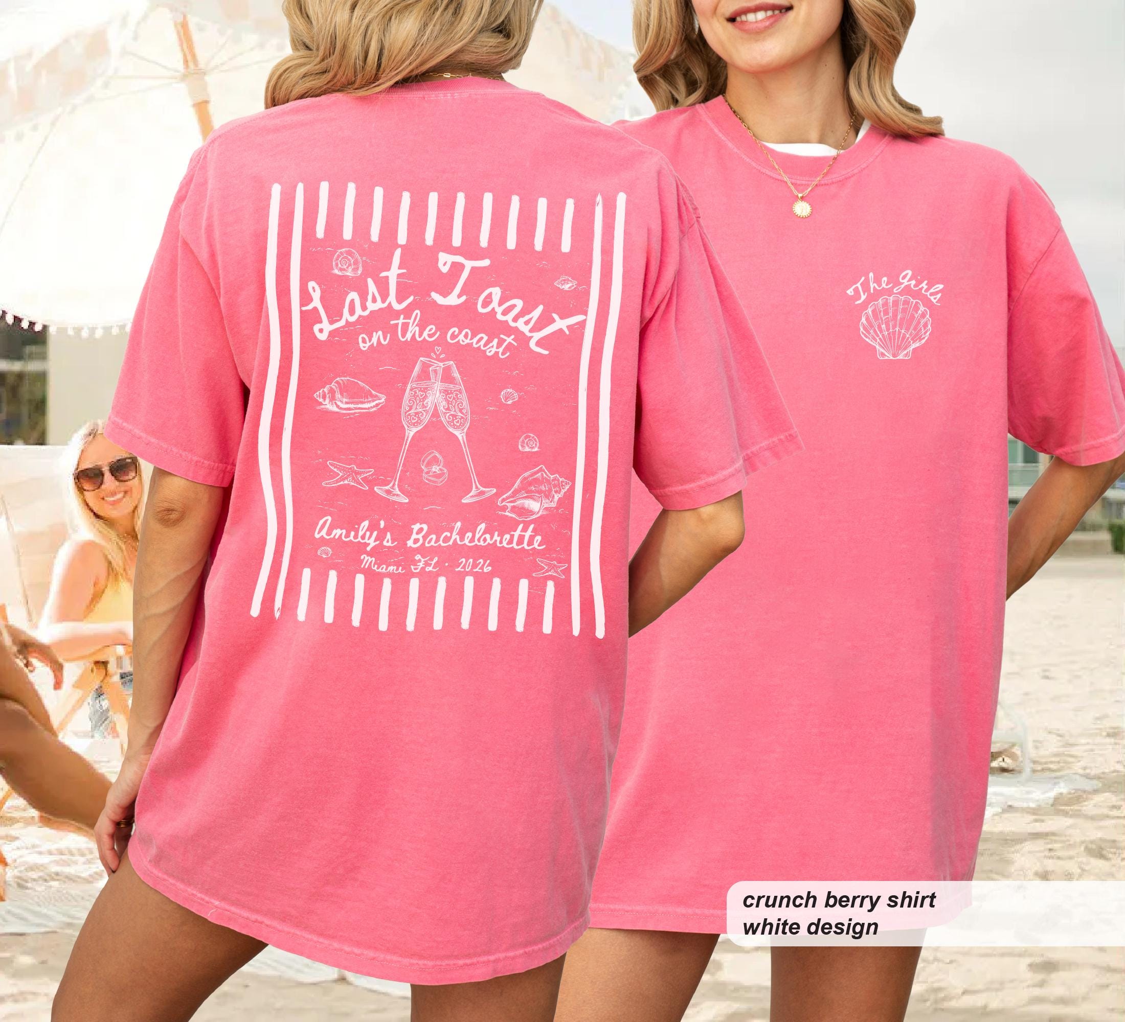 Personalized Last Toast On The Coast Bachelorette Shirt, Custom Bride Comfort Colors Tee image 3