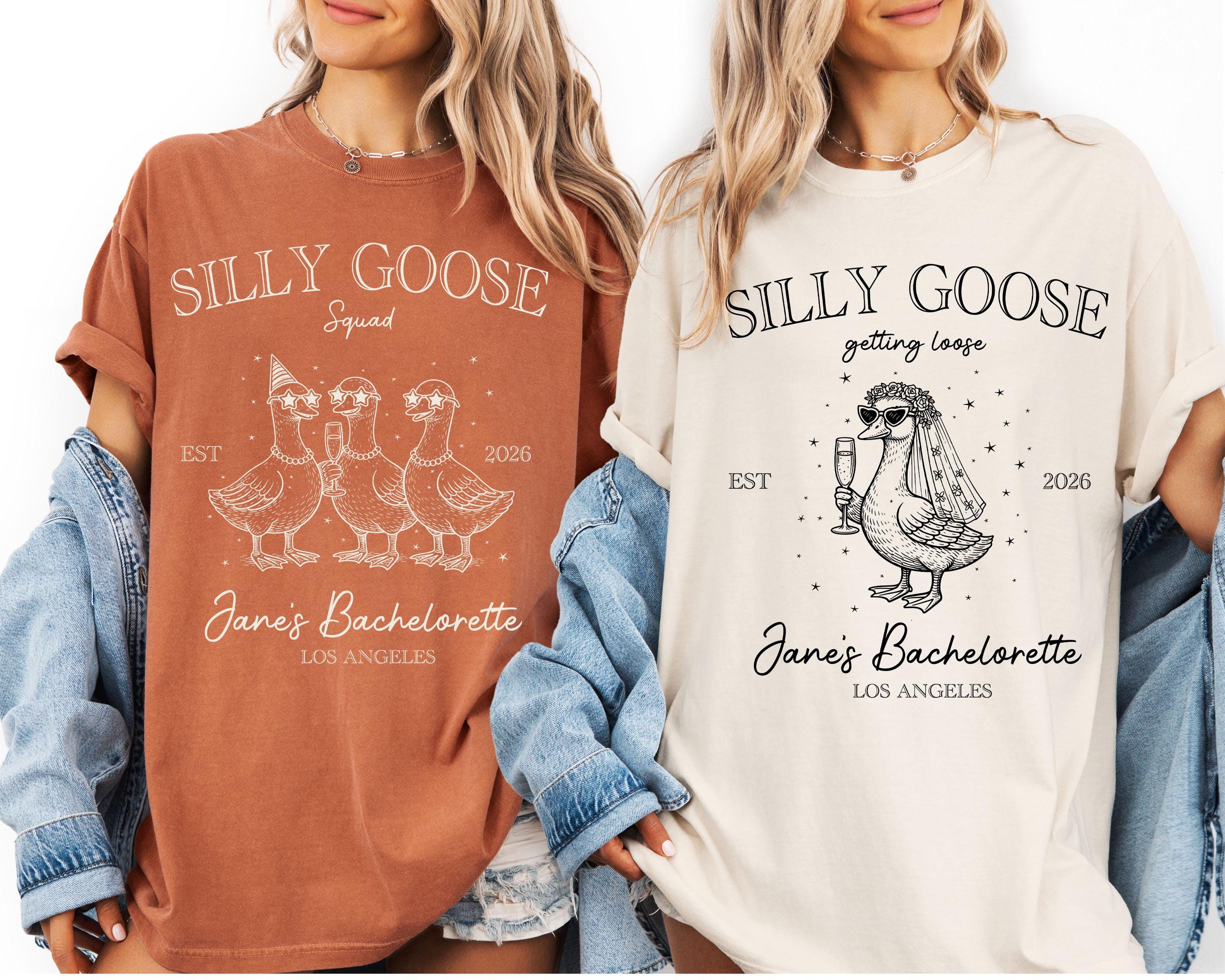 Custom Silly Goose Bachelorette Party Comfort Colors Shirt, Funny Bach Weekend Tee, Bride Squad Goose Theme Trip