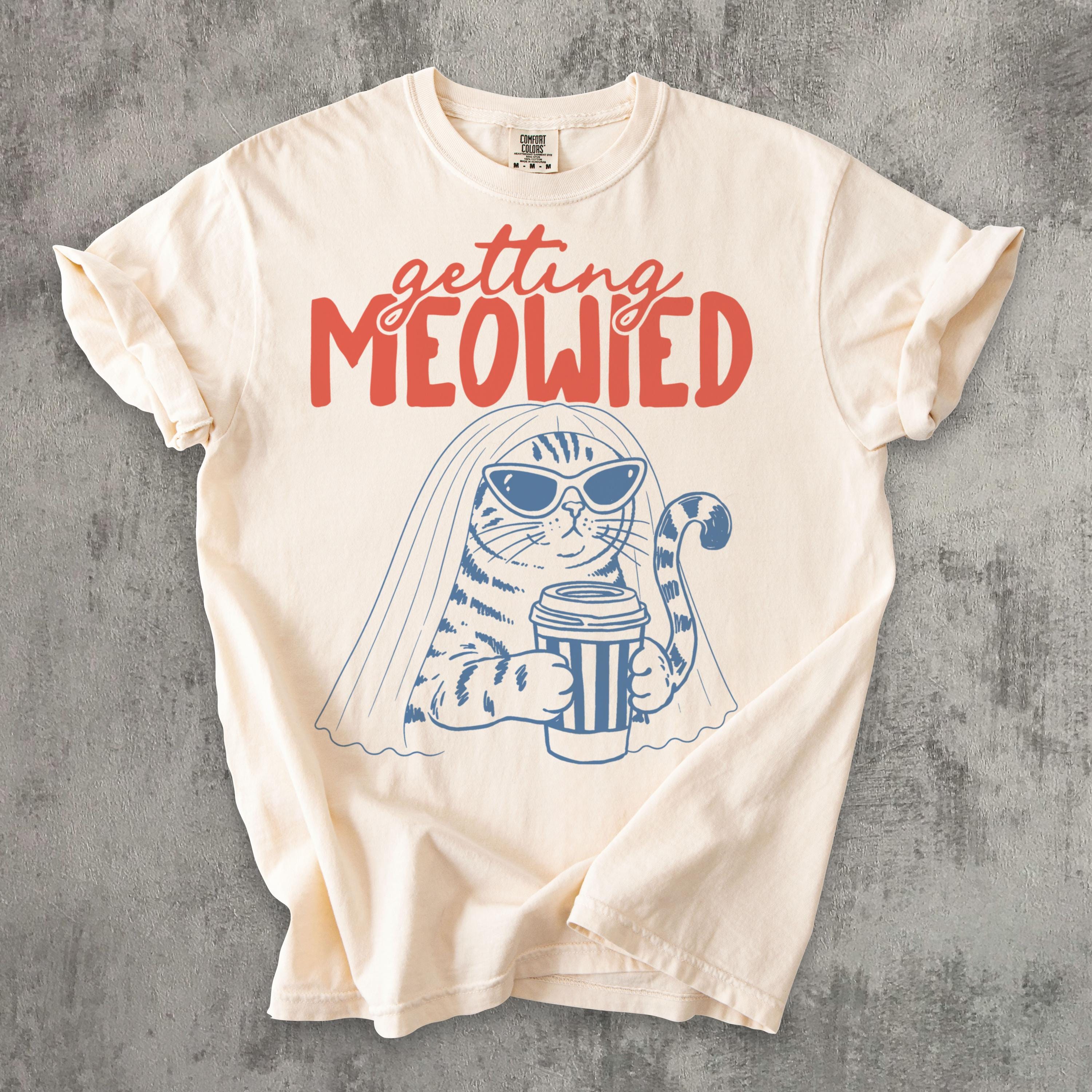 Getting Meowied funny cat bride wedding shirt mockup 3