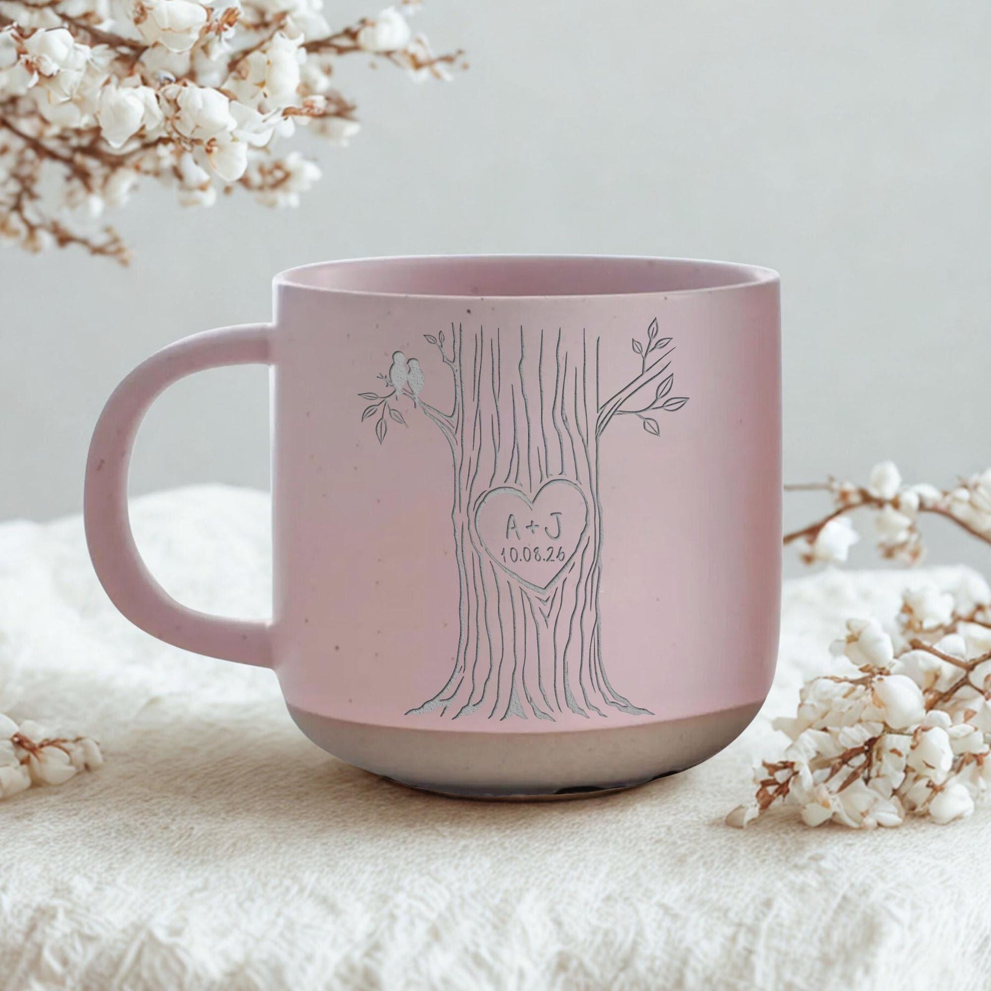 Personalized Couple Tree Mug, Custom Initials and Date Ceramic Coffee Cup image 3