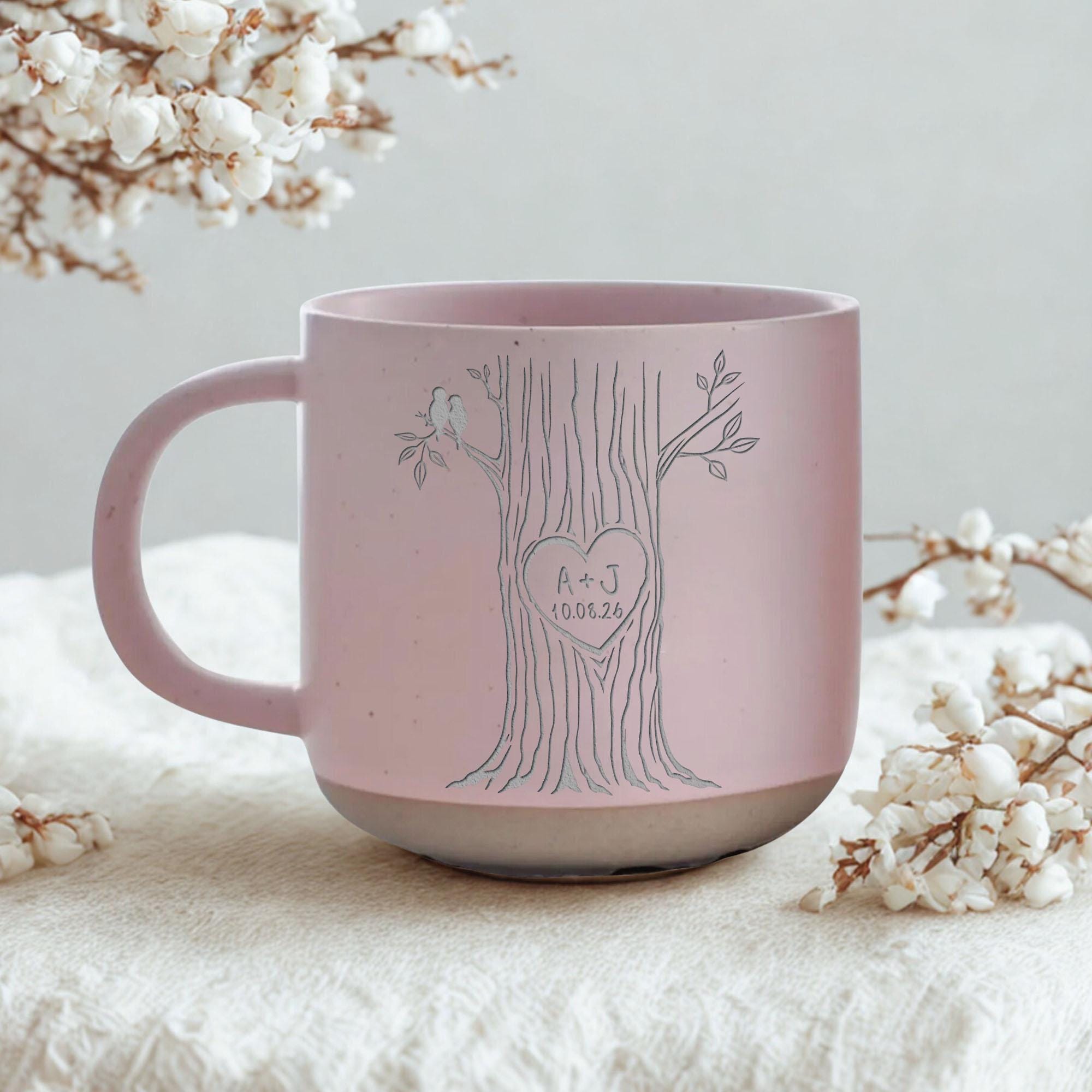 Personalized Couple Tree Mug, Custom Initials and Date Ceramic Coffee Cup image 3