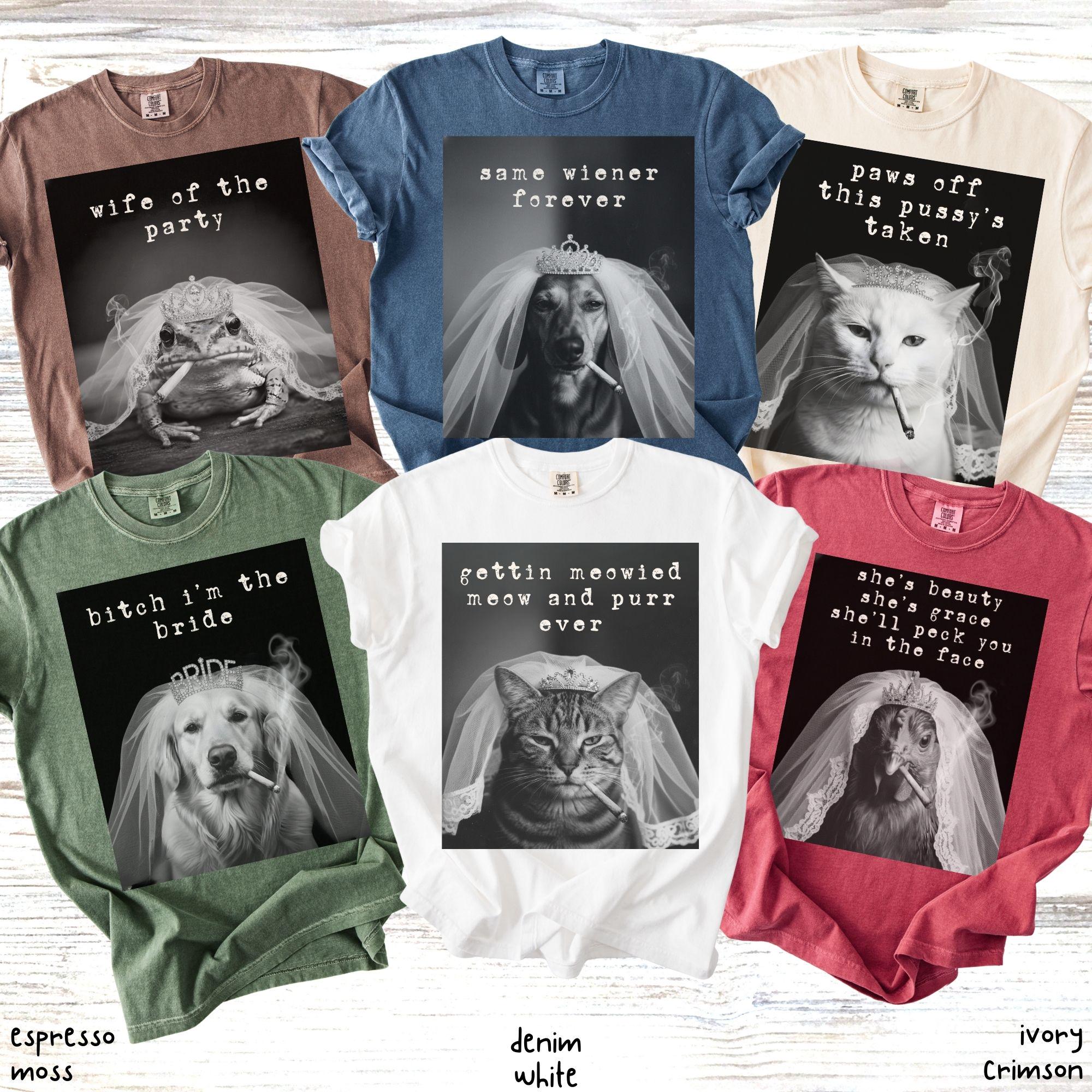 Custom Funny Sarcastic Bachelorette Party Comfort Colors Shirts, Matching Group Smoking Cat Animal Meme Girls Trip, Game Night Tee