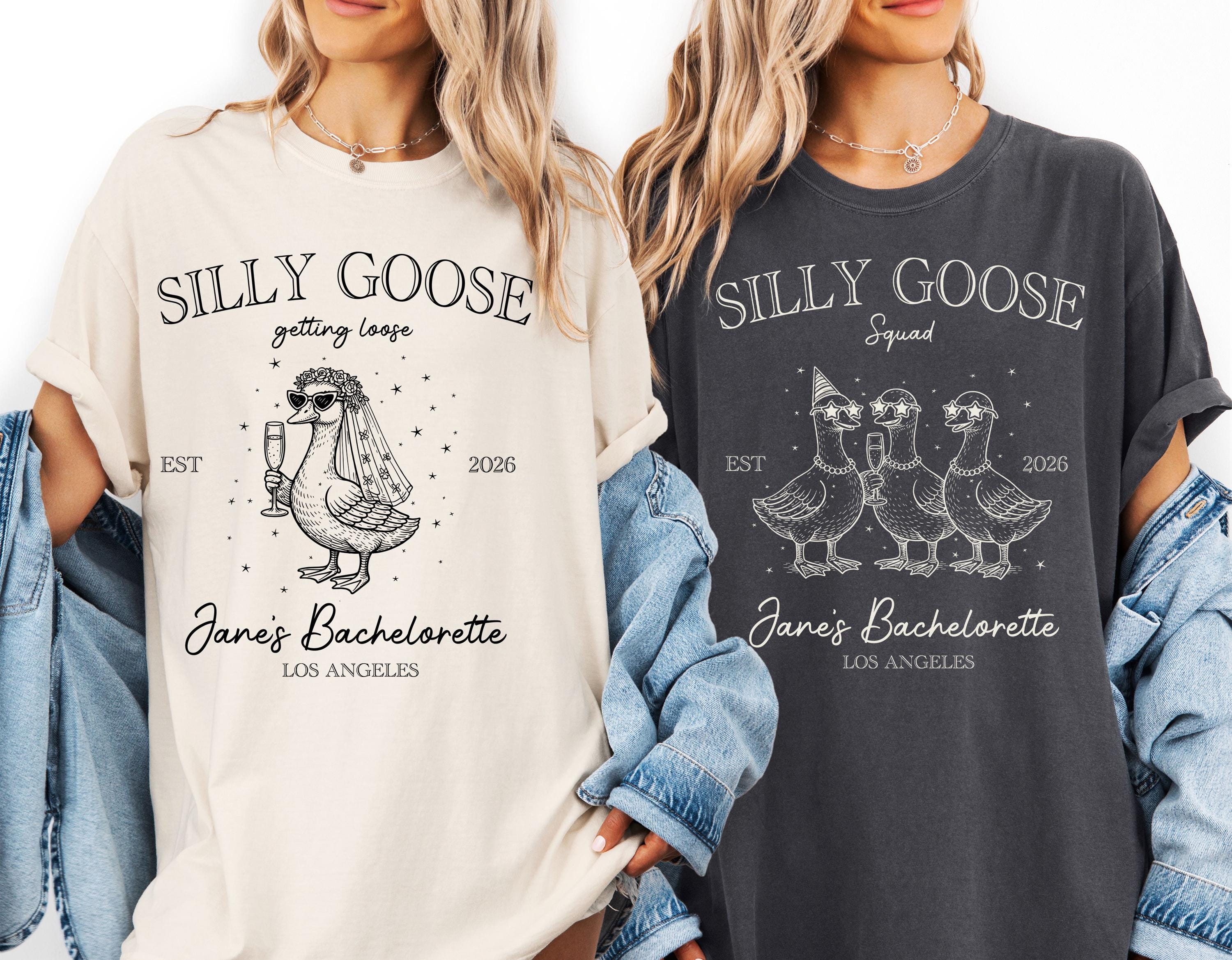 Custom Silly Goose Bachelorette Party Comfort Colors Shirt, Funny Bach Weekend Tee, Bride Squad Goose Theme Trip