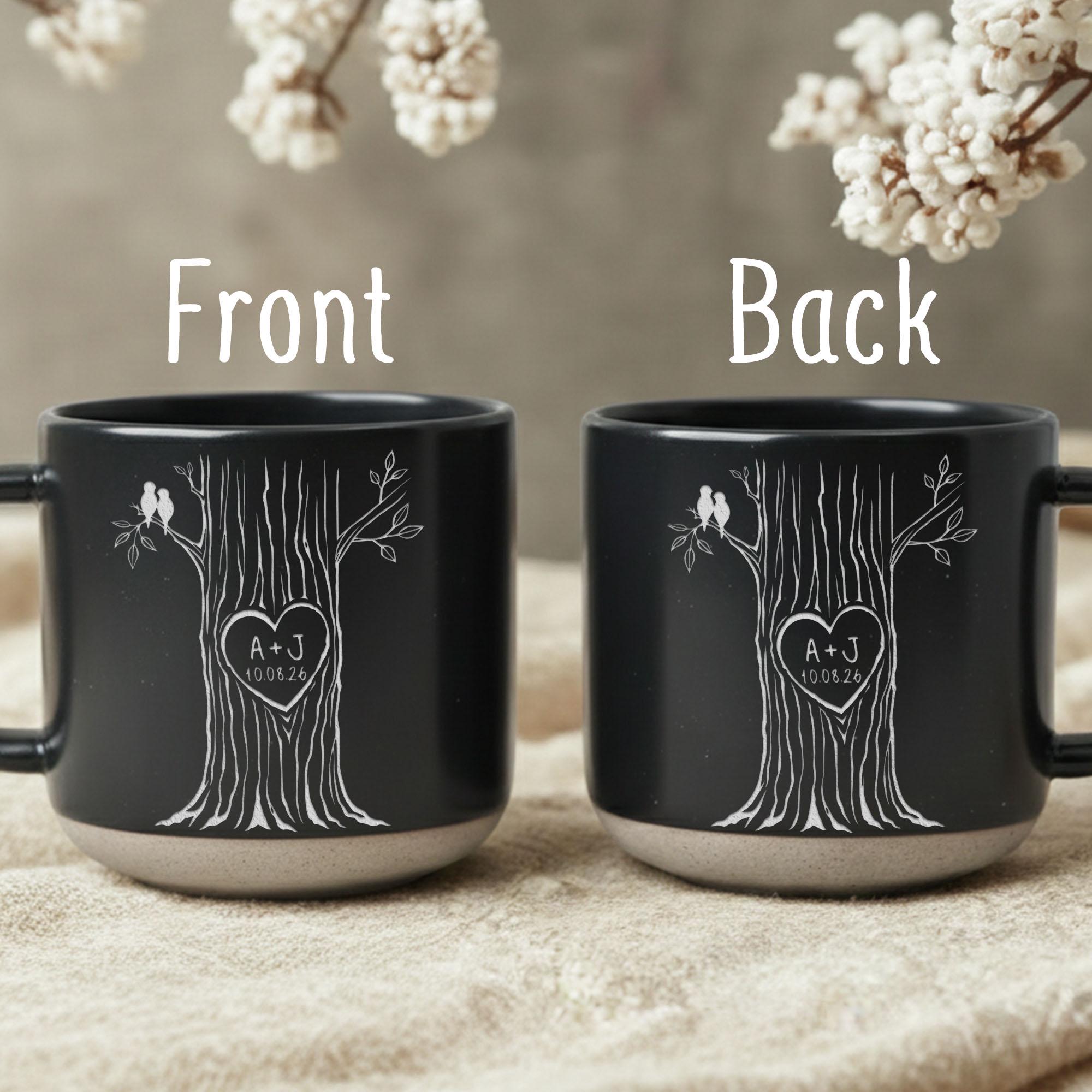 Personalized Couple Tree Mug, Custom Initials and Date Ceramic Coffee Cup image 4