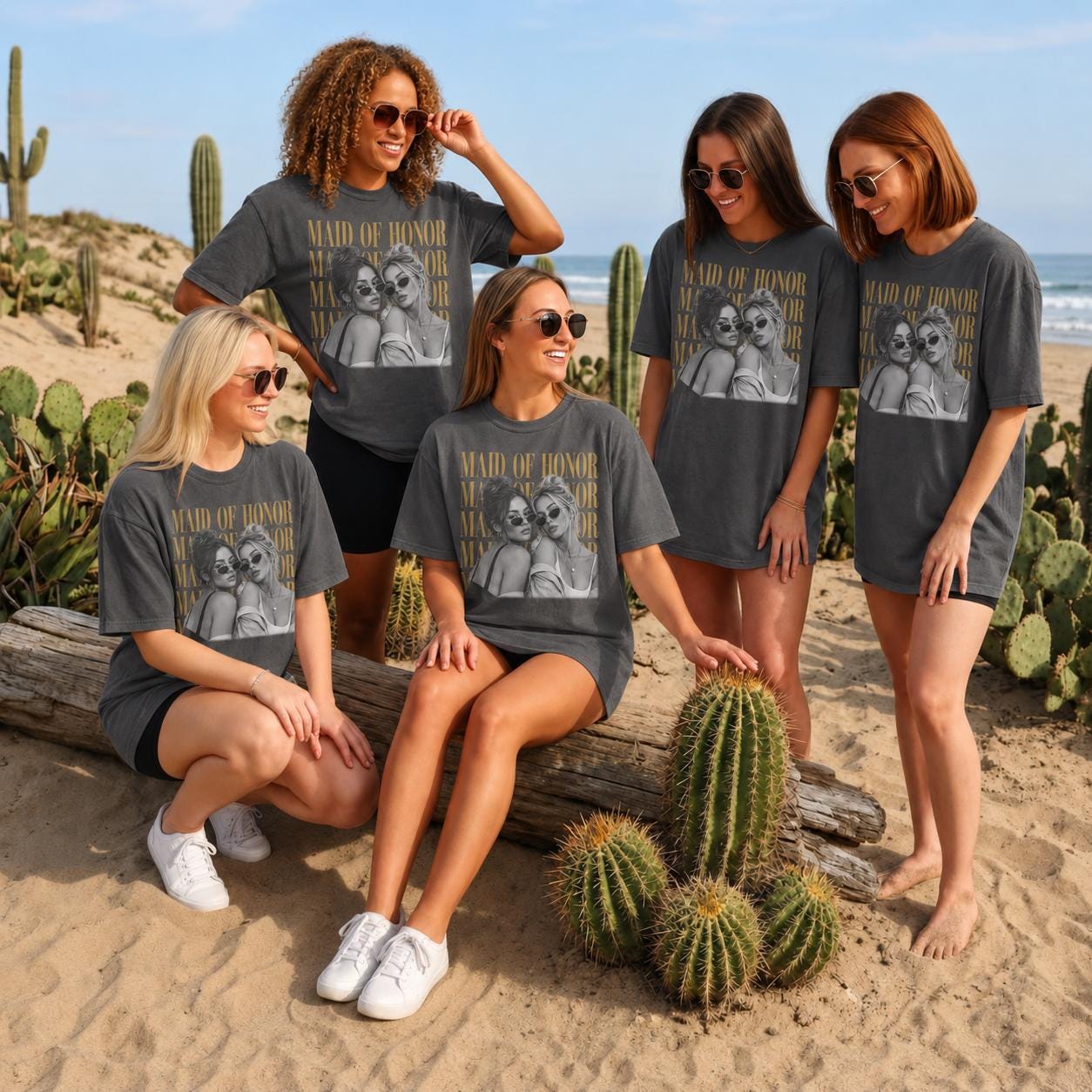 Custom Maid of Honor photo bridal party shirt mockup 4