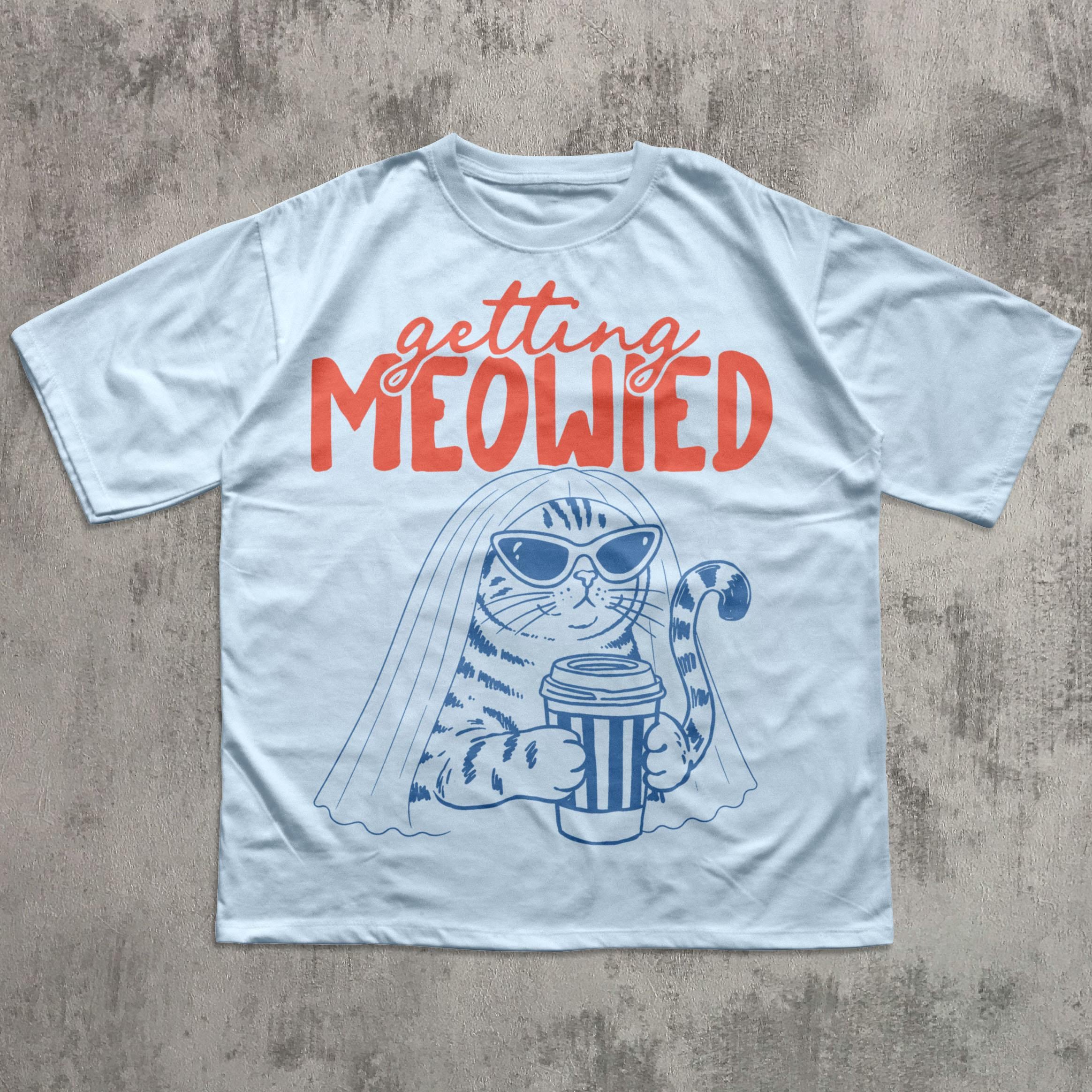 Getting Meowied funny cat bride wedding shirt mockup 5