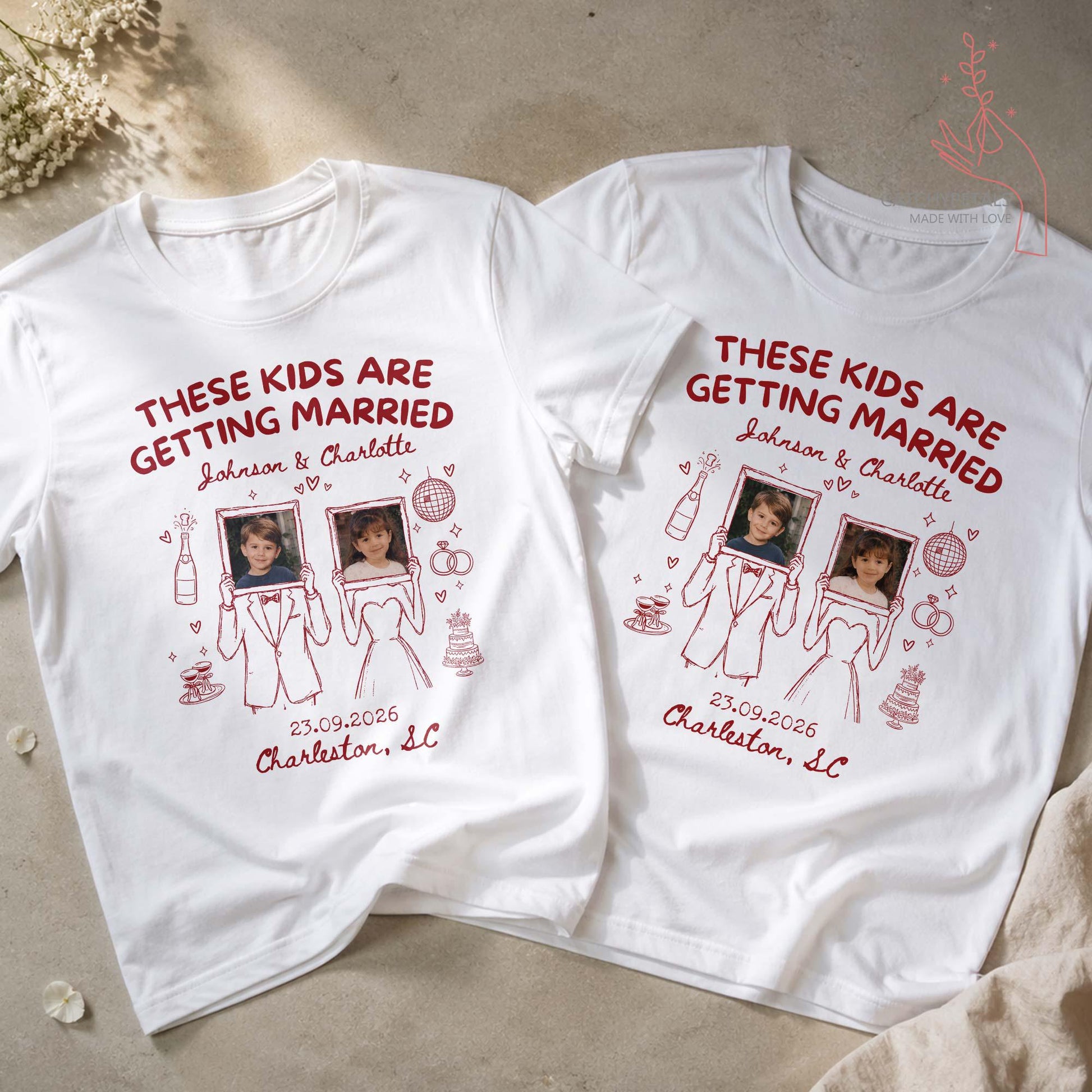 Custom “These Kids Are Getting Married” Photo Shirt, Personalized Wedding Tee image 5