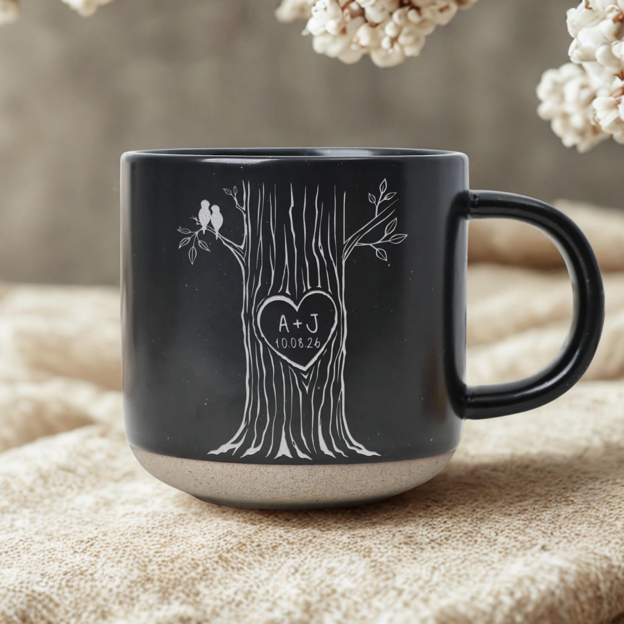 Personalized Couple Tree Mug, Custom Initials and Date Ceramic Coffee Cup image 5