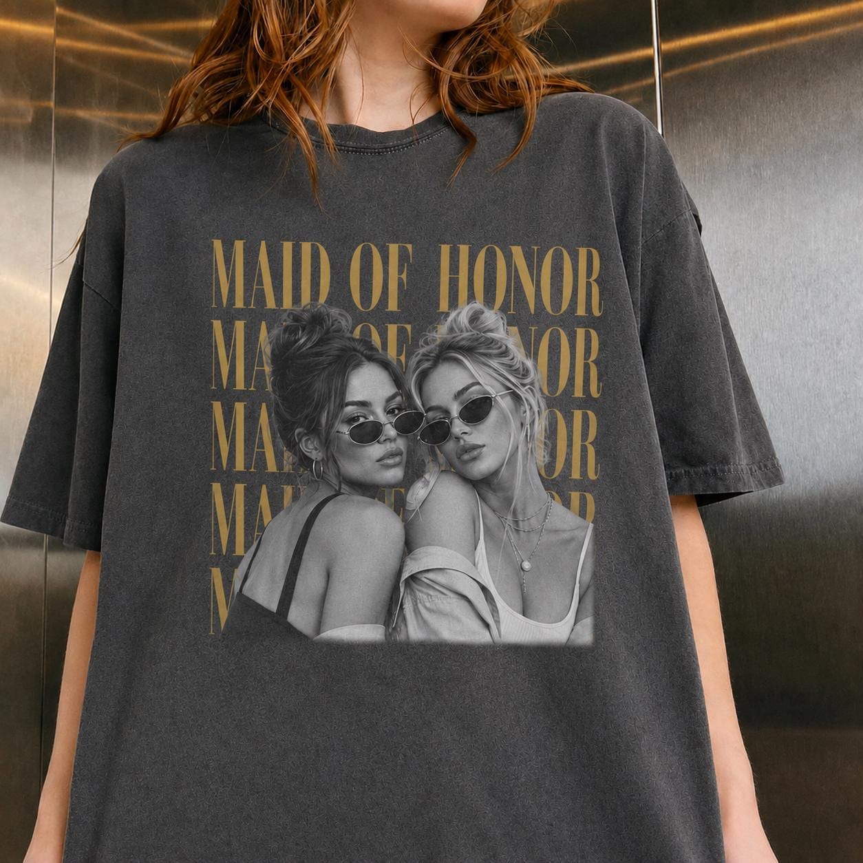 Custom Maid of Honor photo bridal party shirt mockup 5