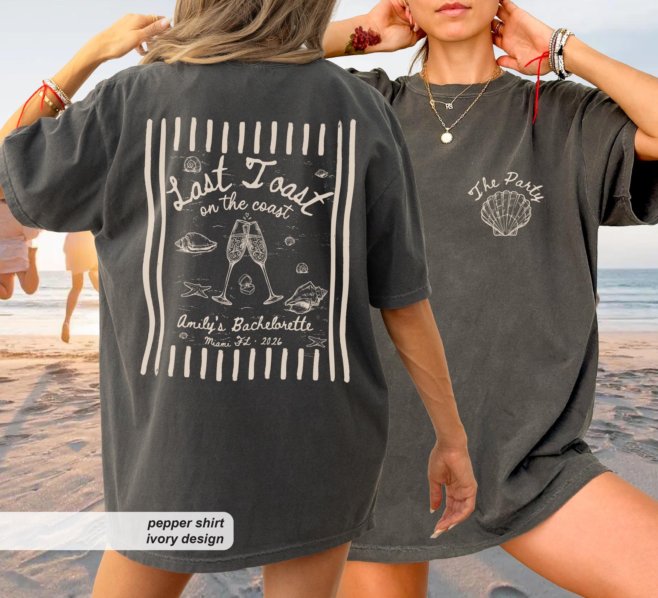 Personalized Last Toast On The Coast Bachelorette Shirt, Custom Bride Comfort Colors Tee image 6