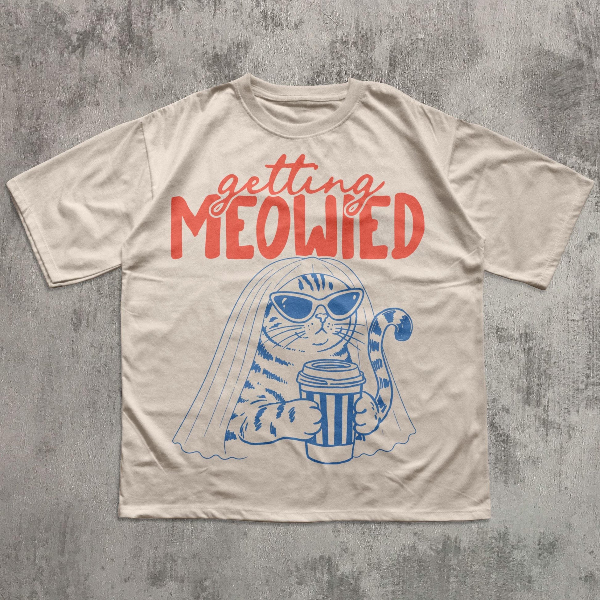 Getting Meowied funny cat bride wedding shirt mockup 6