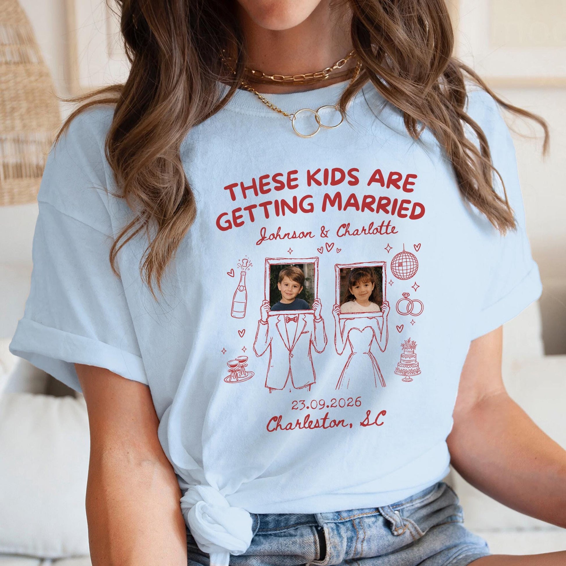 Custom “These Kids Are Getting Married” Photo Shirt, Personalized Wedding Tee image 7