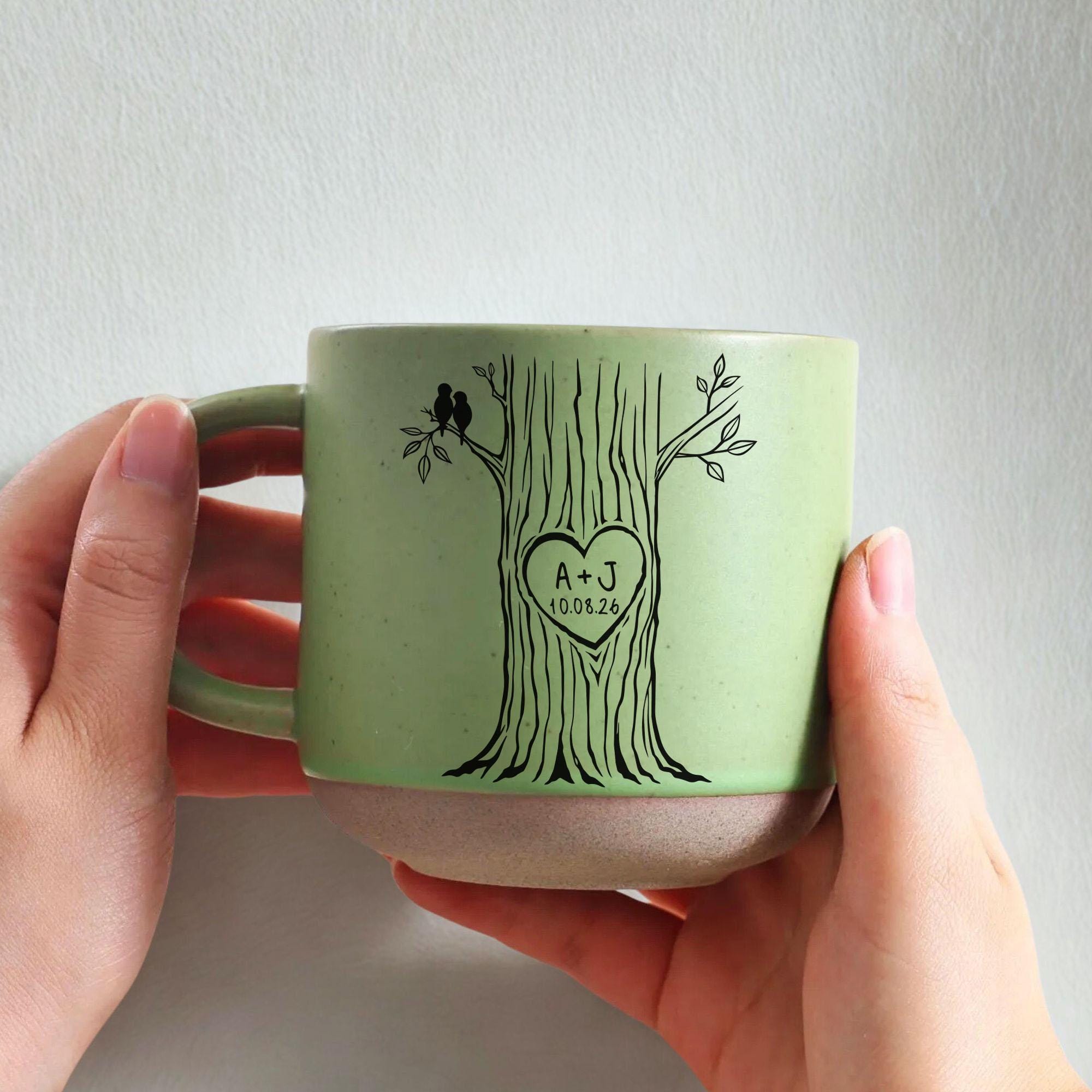 Personalized Couple Tree Mug, Custom Initials and Date Ceramic Coffee Cup image 7