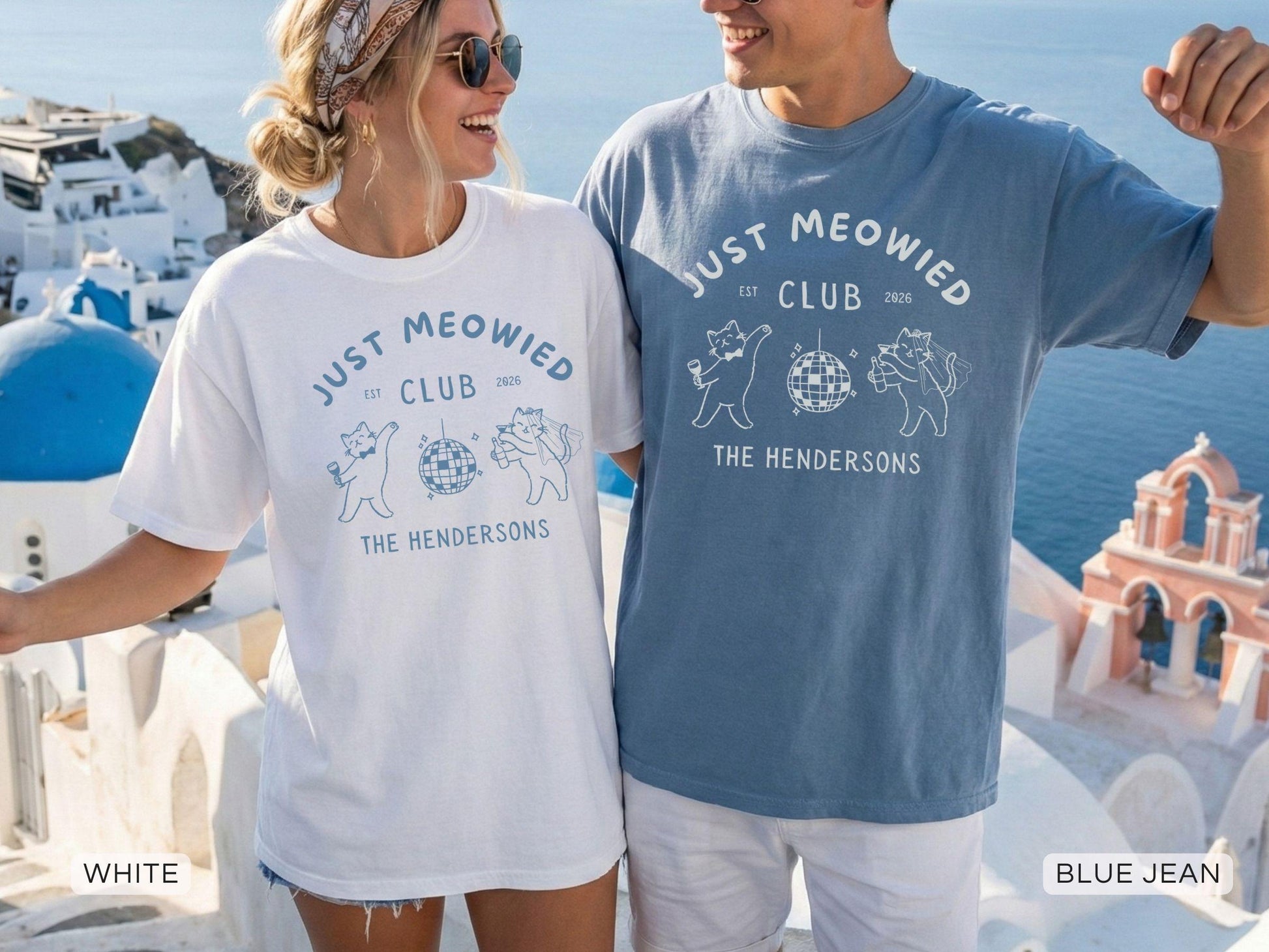 Personalized Just Meowied Club Shirt, Custom Cat Wedding Comfort Colors Tee image 5