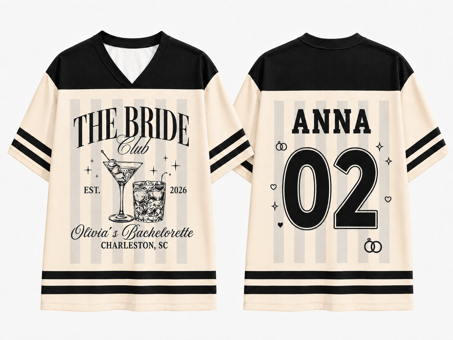 Personalized The Bride Club Jersey Shirt With Name, Number - Gift for Bride, Bridesmaid, Bachelorette Trip, Bridal Shower Gift