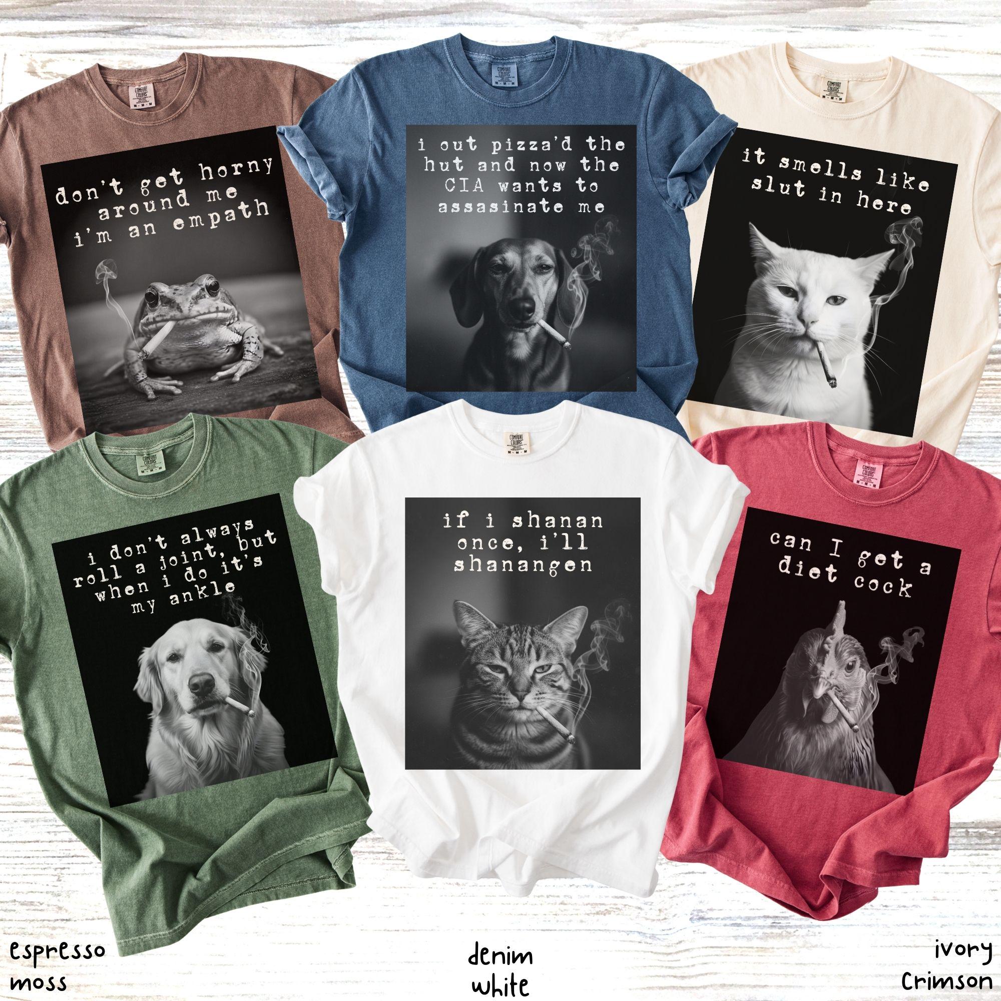 Custom Funny Sarcastic Bachelorette Party Comfort Colors Shirts, Matching Group Smoking Cat Animal Meme Girls Trip, Game Night Tee