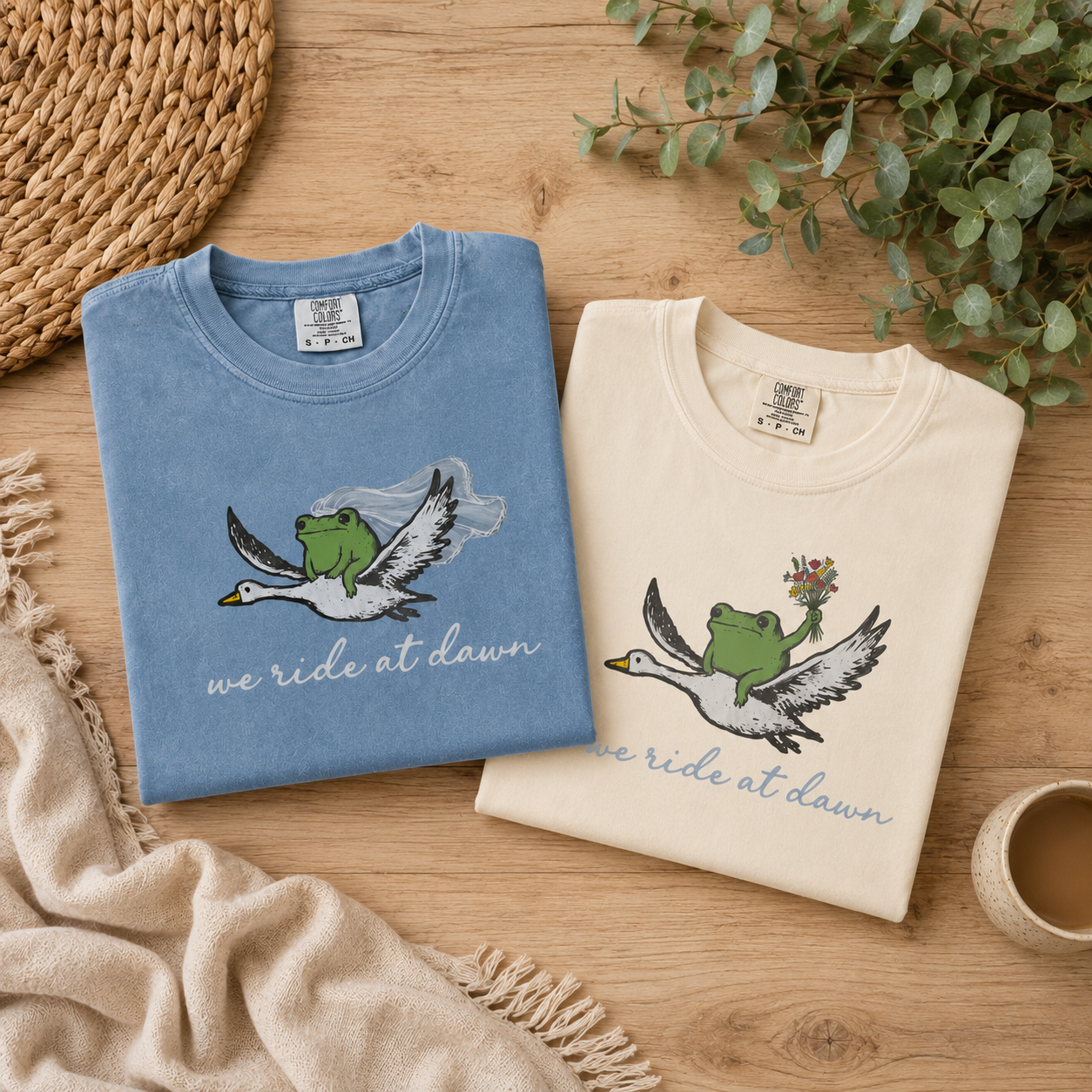 Funny Bridal Party T-Shirts, We Ride at Dawn Frog Shirt, Bride and Groom Couple Top, Bridesmaid Matching Tees, Wedding Party Outfit