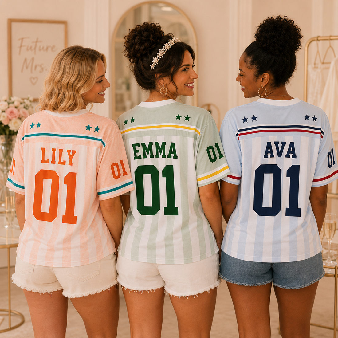 Personalized  Wedding  Football Jersey Shirt With Name, Number - Gift for Bride, Bridesmaid, Bachelorette Trip, Bridal Shower Gift