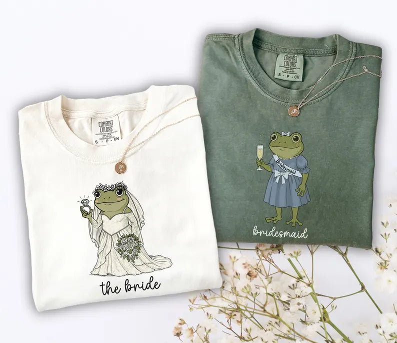 Funny Frog Bride and Bridesmaid Comfort Colors Shirts, Bridal Party Tees, Bridesmaid Proposal Gift