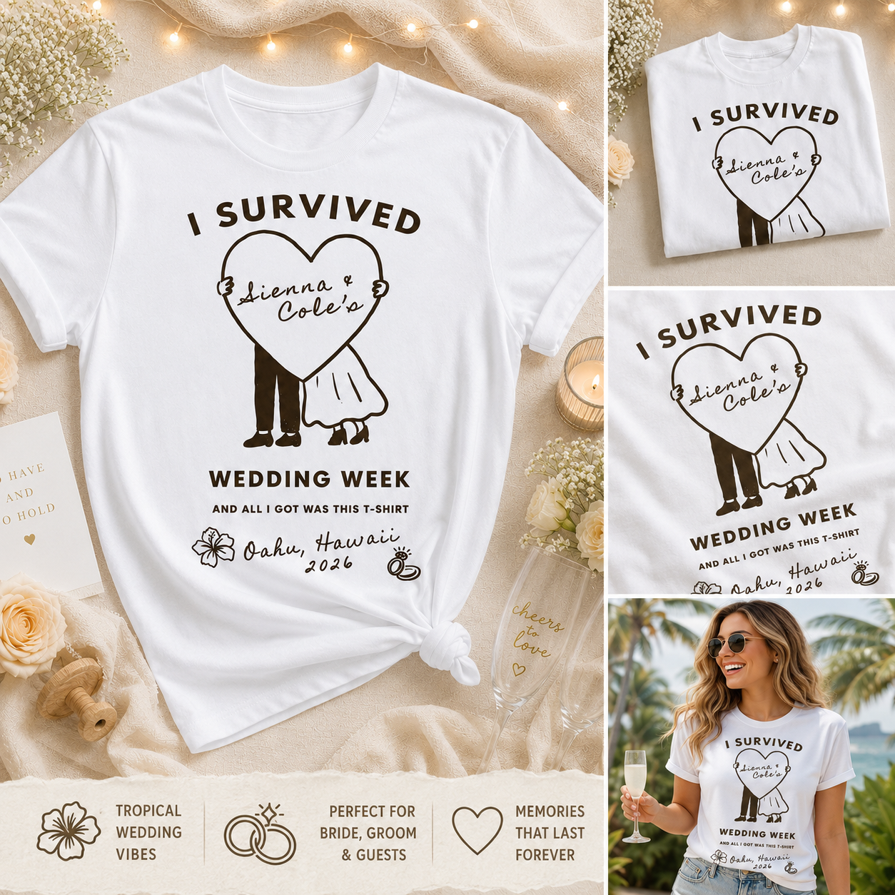 Funny Wedding Week T-Shirt, Custom Couple Names Shirt, Destination Wedding Crew Tee, Bridal Party Shirt, Personalized Wedding Gift