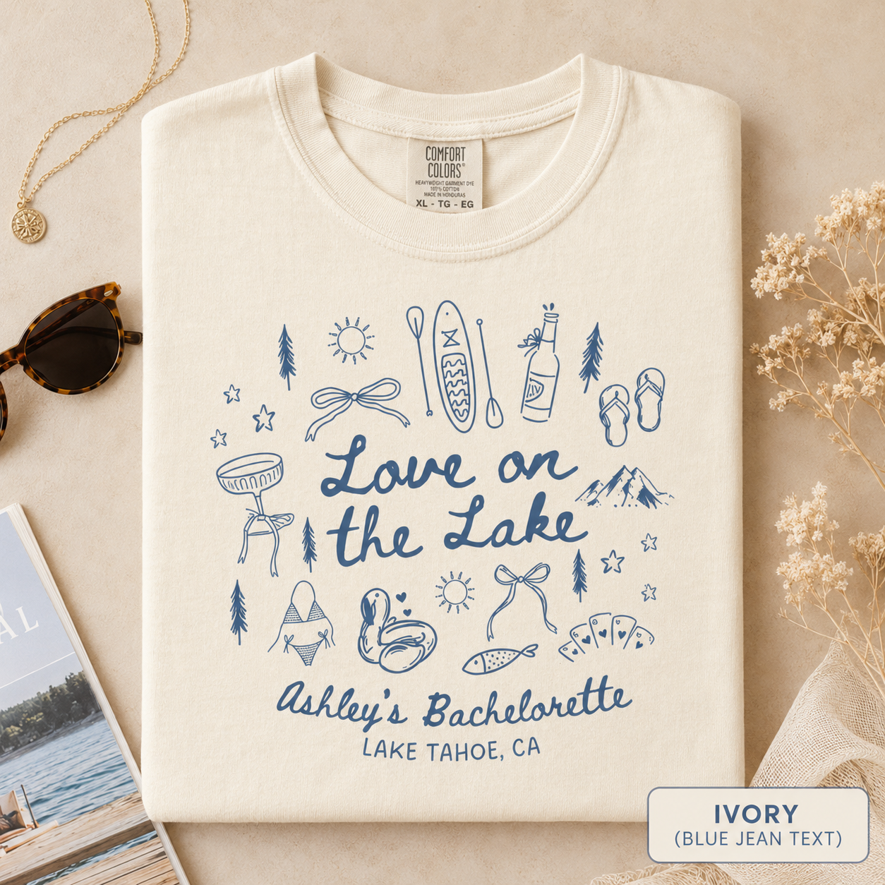Custom Lake Bachelorette Party Shirts, Love on the Lake, Outdoorsy Bachelorette, Mountain Bridal Party, Camping Bachelorette, Comfort Colors