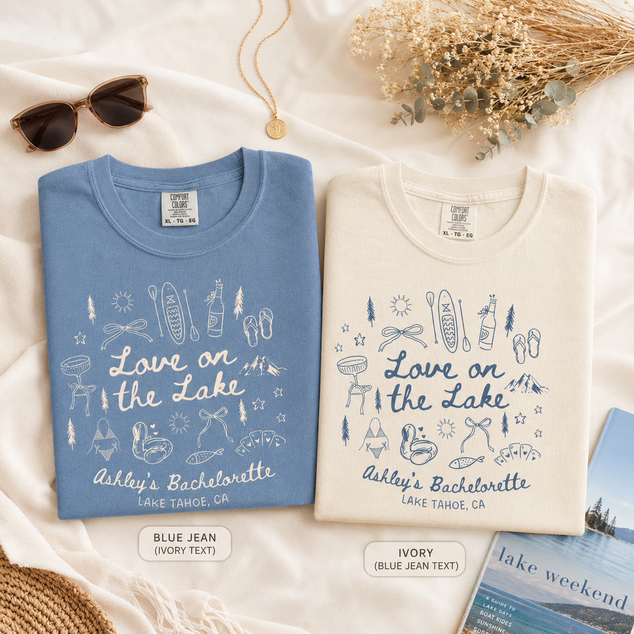 Custom Lake Bachelorette Party Shirts, Love on the Lake, Outdoorsy Bachelorette, Mountain Bridal Party, Camping Bachelorette, Comfort Colors