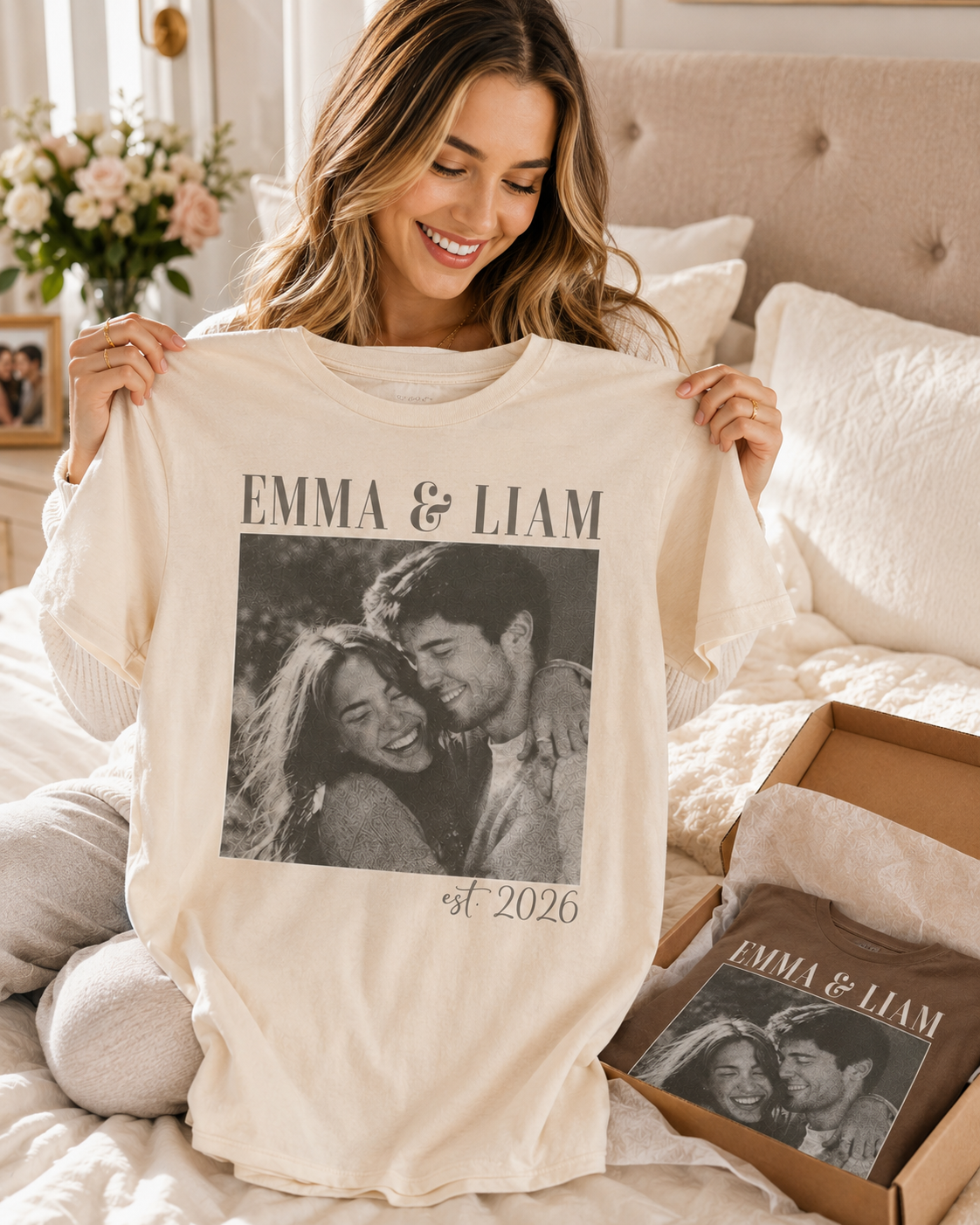 Personalized Couple Photo Shirt, Custom Names and Established Year Comfort Colors Tee image 10
