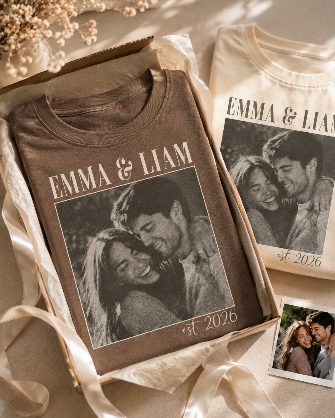 Personalized Couple Photo Shirt, Custom Names and Established Year Comfort Colors Tee image 5
