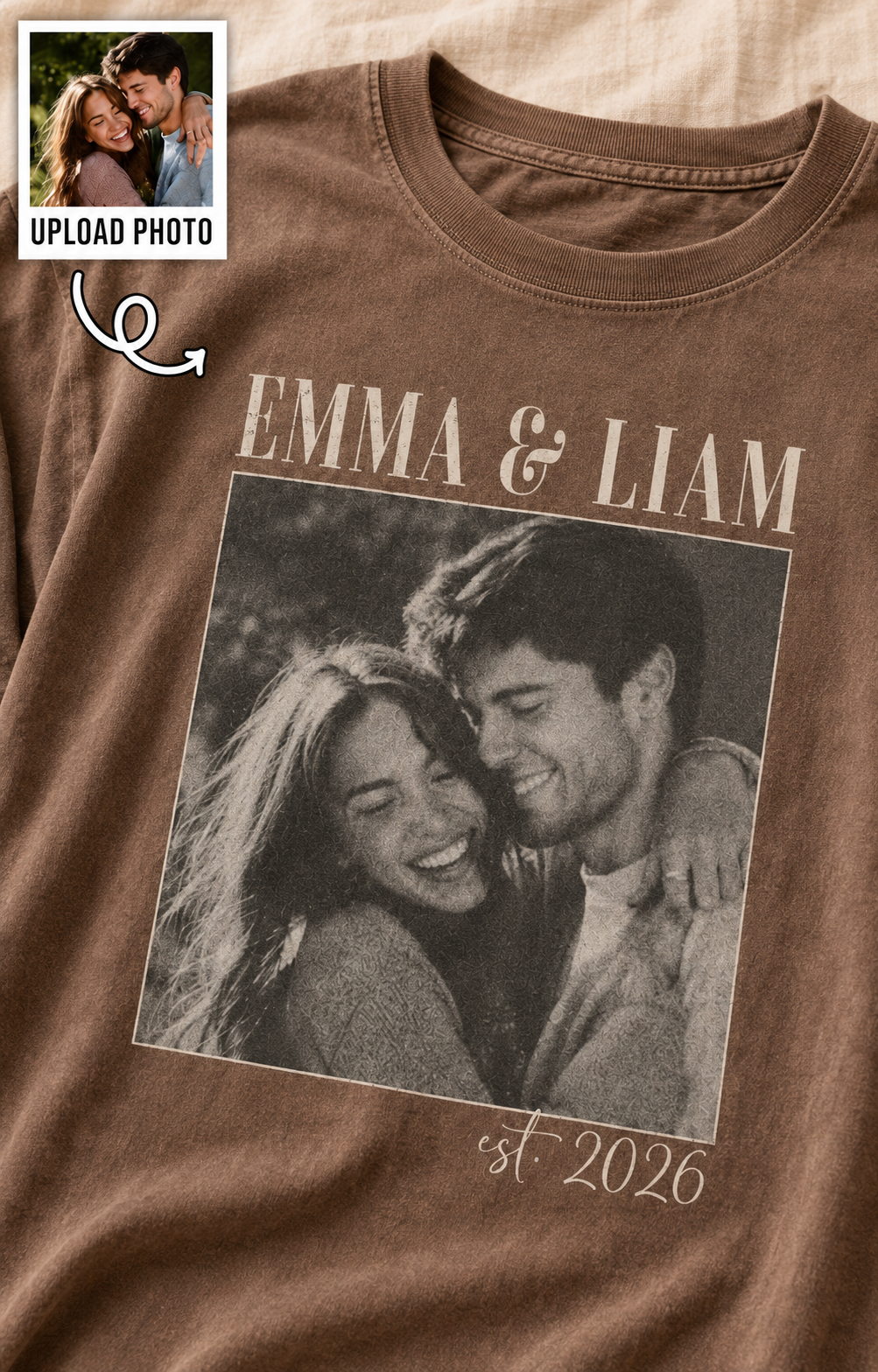Personalized Couple Photo Shirt, Custom Names and Established Year Comfort Colors Tee image 6