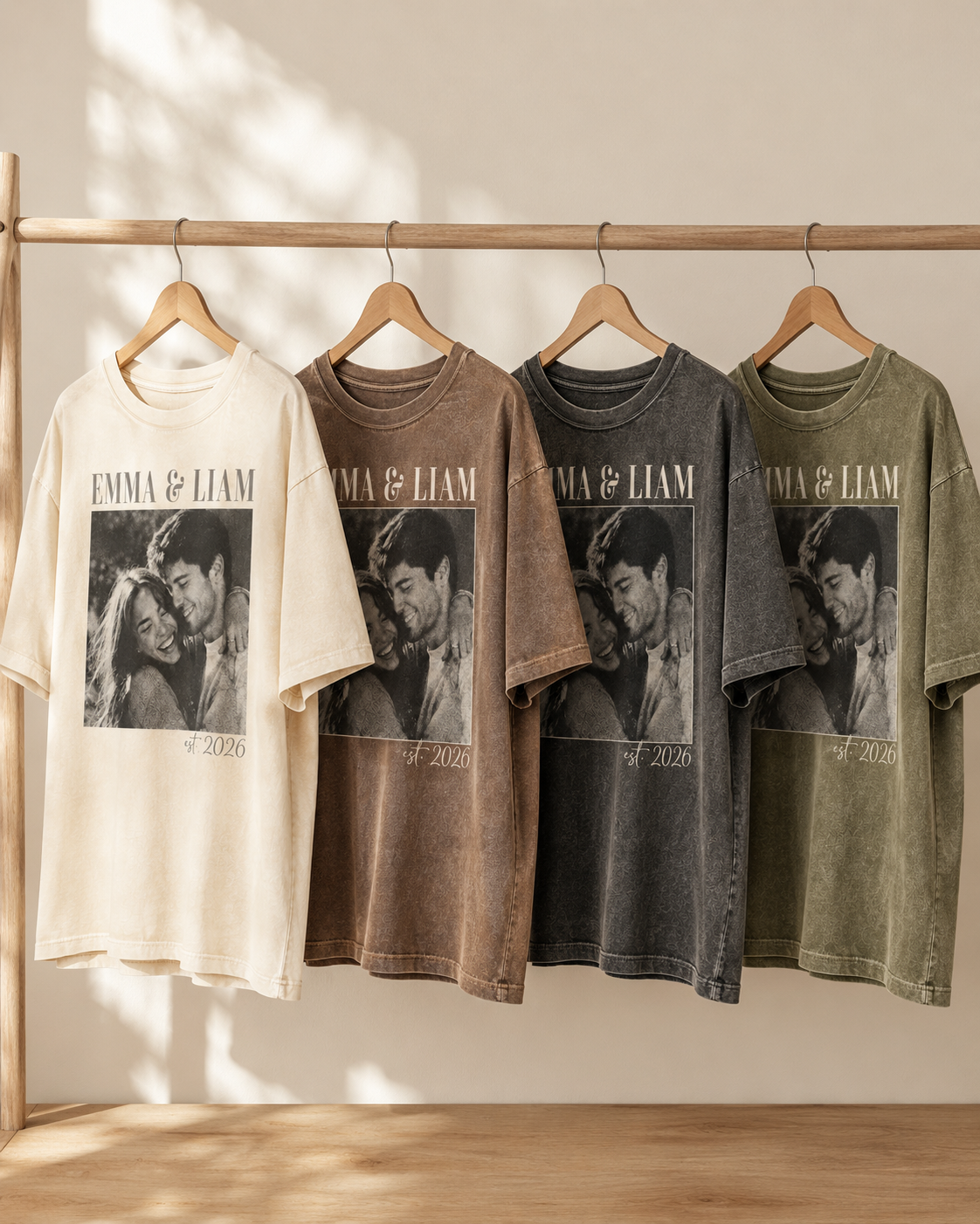 Personalized Couple Photo Shirt, Custom Names and Established Year Comfort Colors Tee image 7