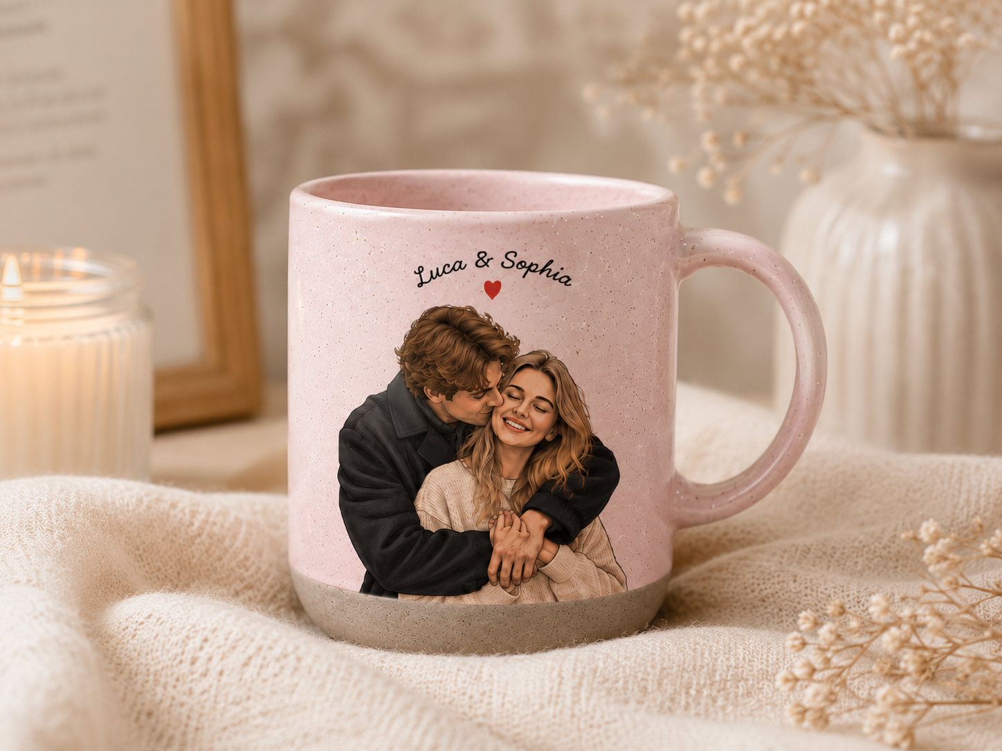 Personalized Watercolor Couple Photo Mug, Custom Portrait Coffee Cup, Anniversary Gift for Couples, Wedding Keepsake, Romantic Gift