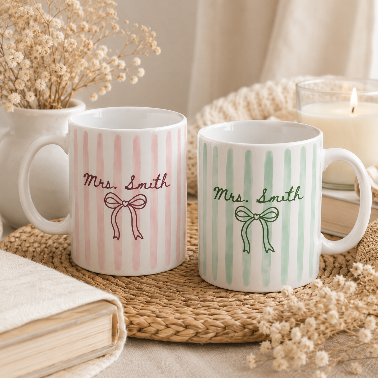 Personalized Future Mrs Striped Mug, Custom Wedding Date Coffee Cup, Bride to Be Gift, Bridal Shower Present, Engagement Gift, Newlywed Keepsake