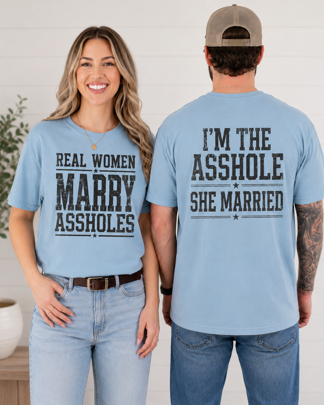 Custom Quote Couple Shirts, Personalized Husband Wife T-Shirts, Matching Married Couple Tees, Sarcastic His and Hers Shirt Set