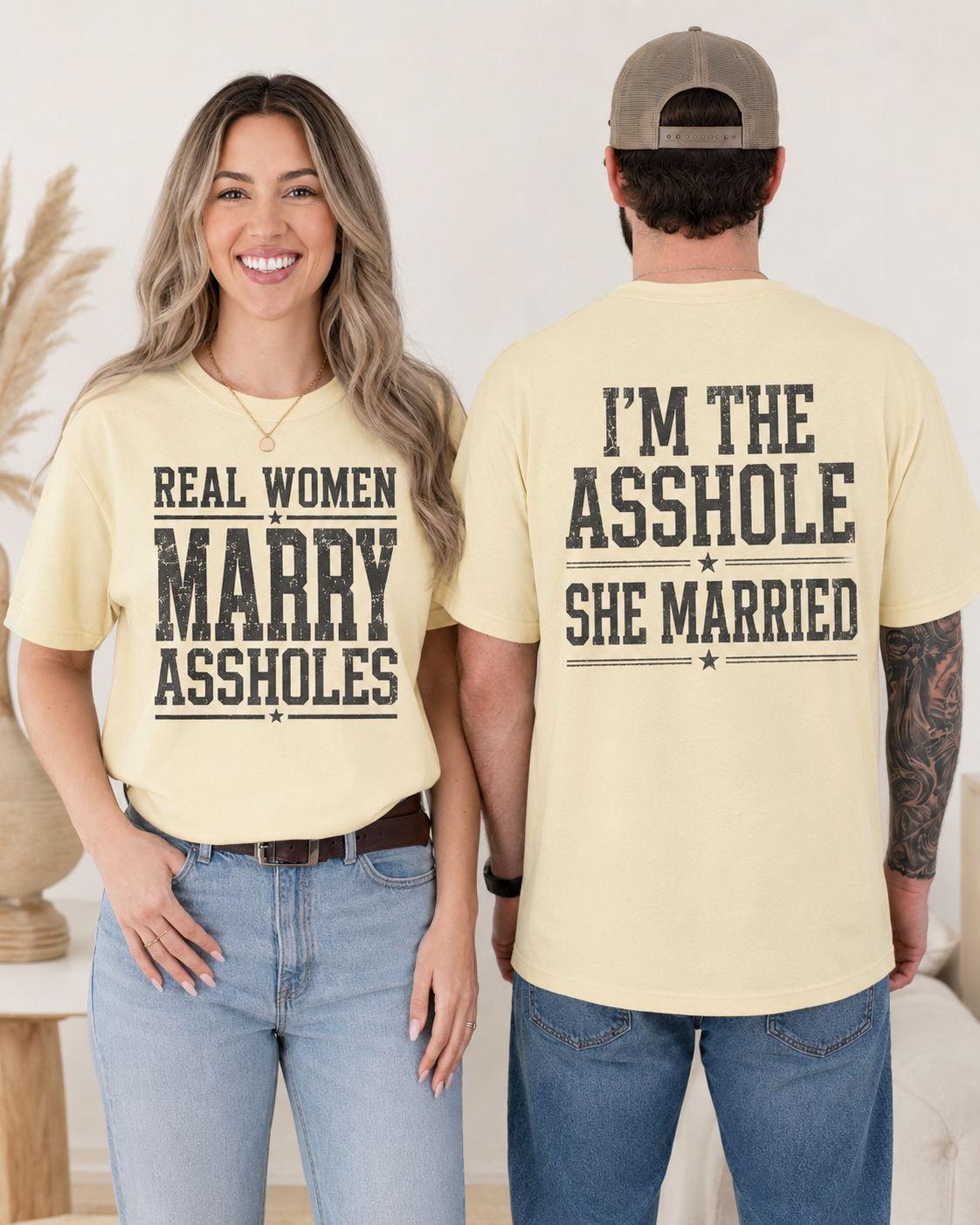 Custom Quote Couple Shirts, Personalized Husband Wife T-Shirts, Matching Married Couple Tees, Sarcastic His and Hers Shirt Set